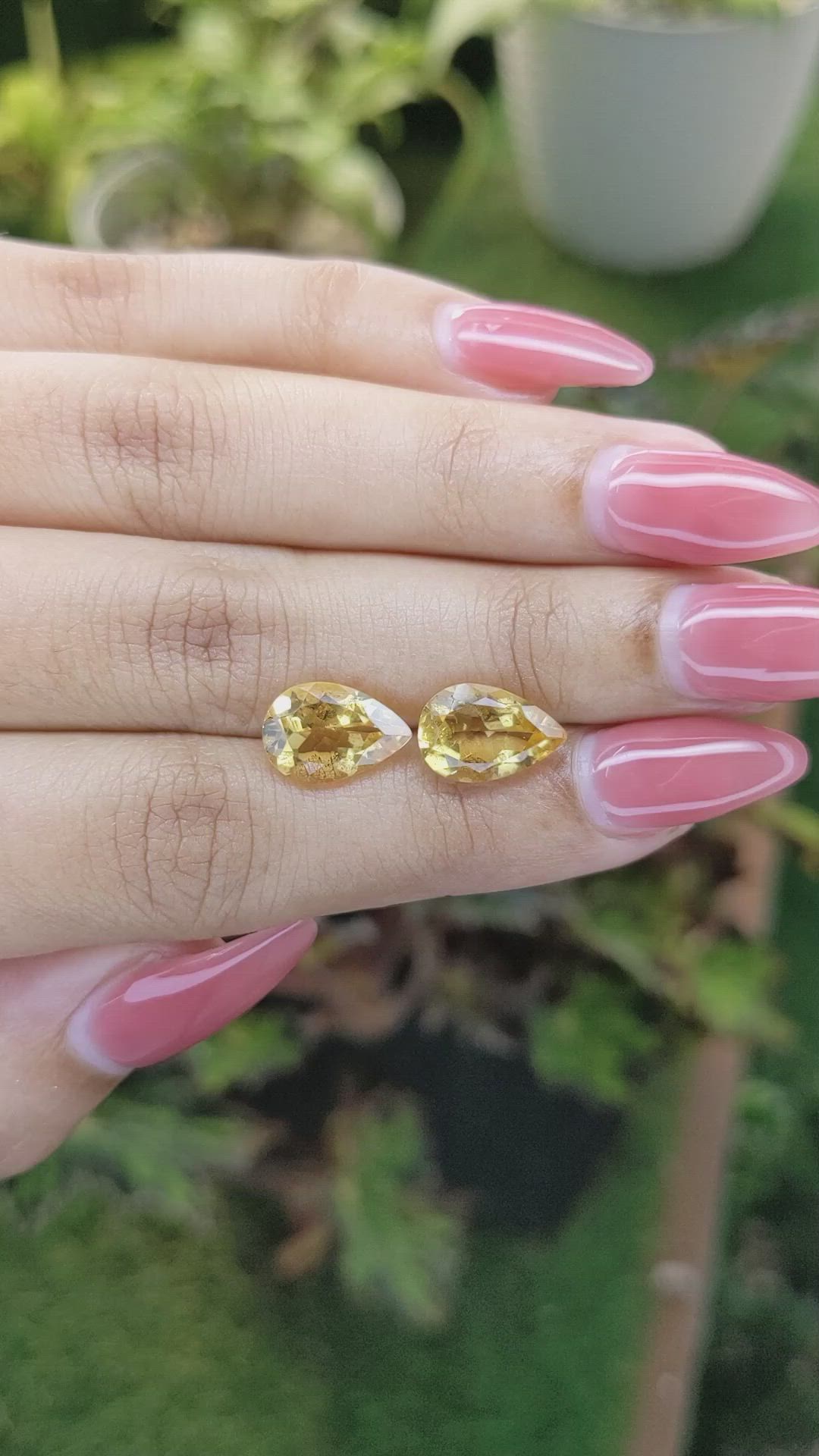 4.94 Ct.Tw.Total Carat Weight Citrine Pair from Brazil Size Video