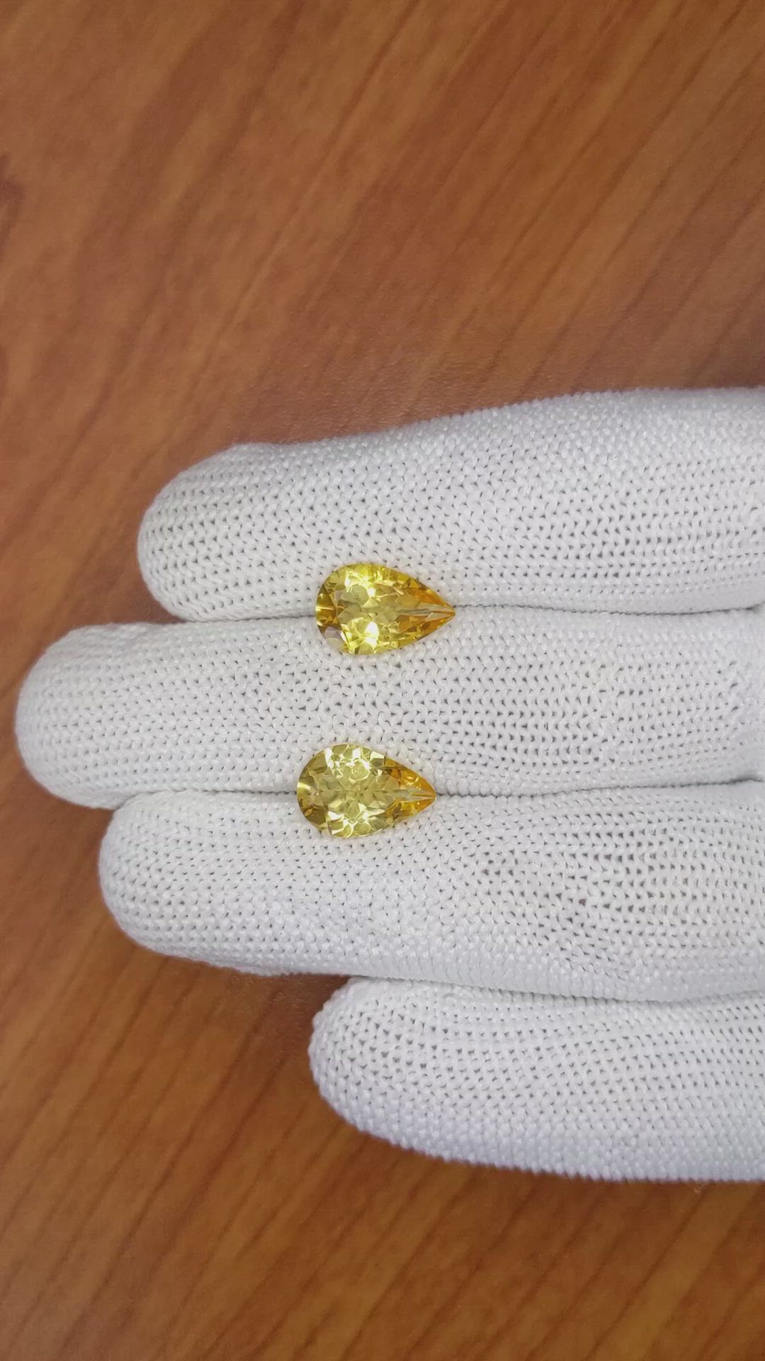 4.35 Ct.Tw.Total Carat Weight Citrine Pair from Brazil Size Video