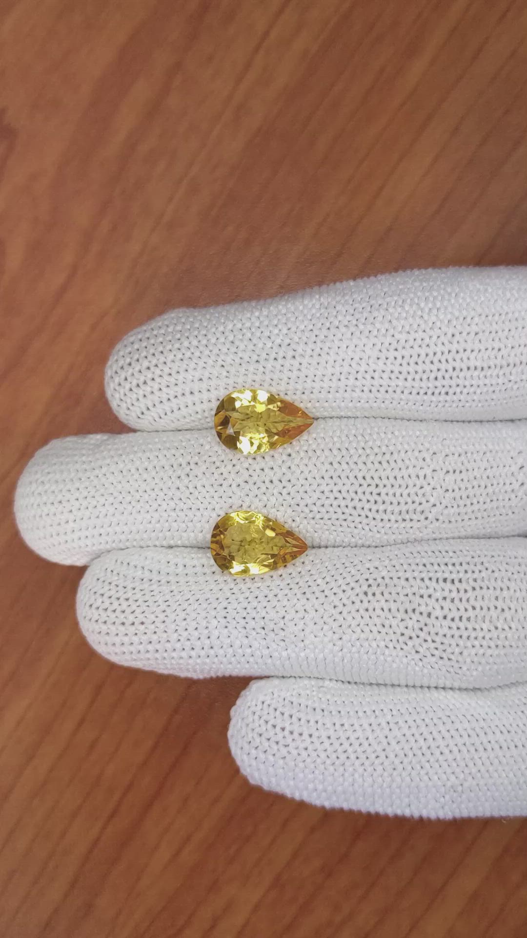 4.27 Ct.Tw.Total Carat Weight Citrine Pair from Brazil Size Video