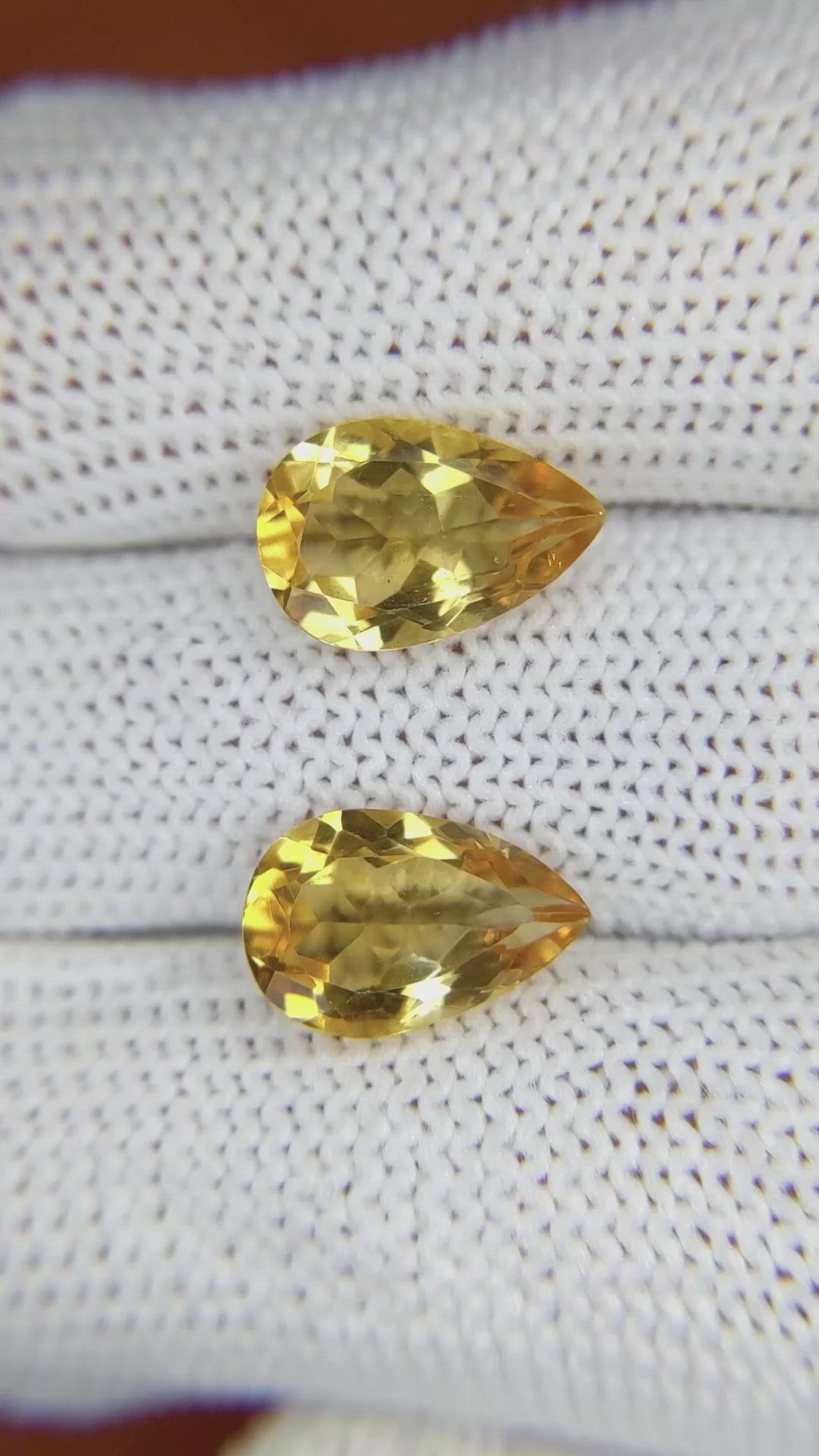 5.39&nbsp;Ct.Tw.Total Carat Weight Yellow Citrine Pair from Brazil Size Video