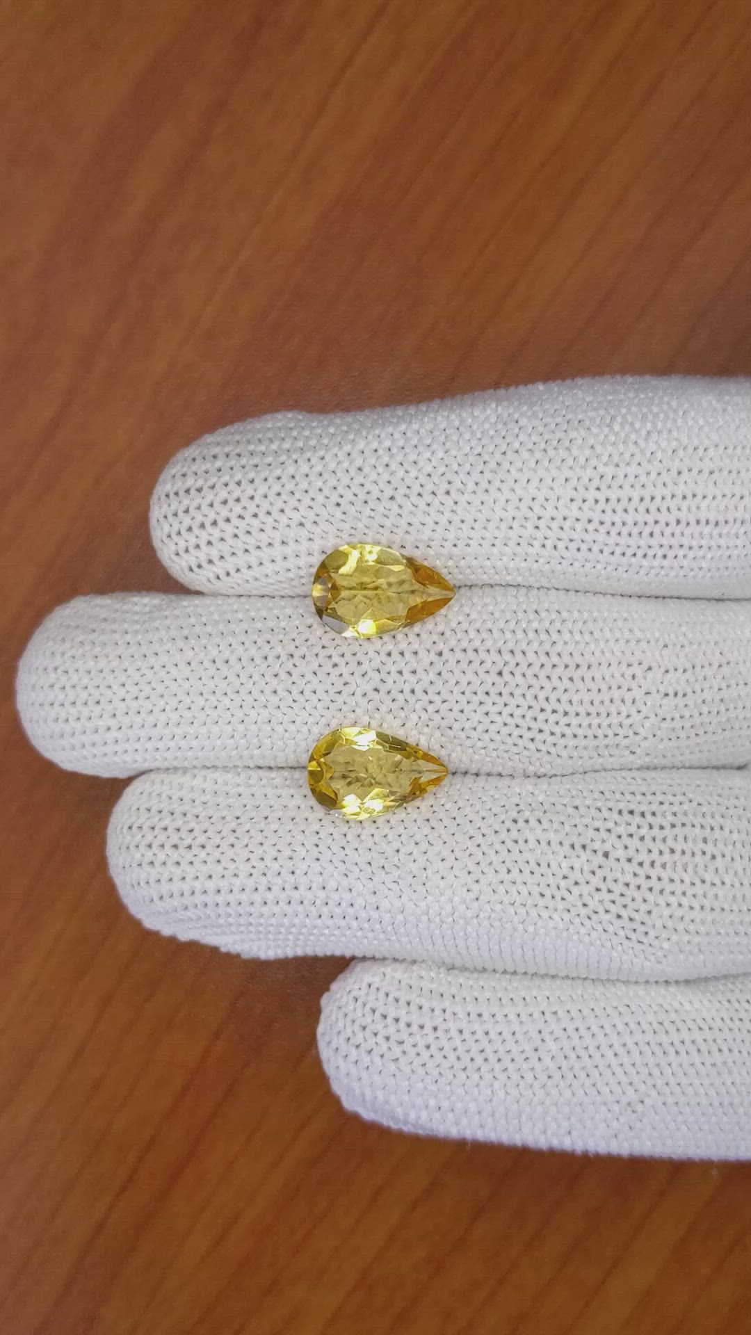 4.23 Ct.Tw.Total Carat Weight Citrine Pair from Brazil Size Video