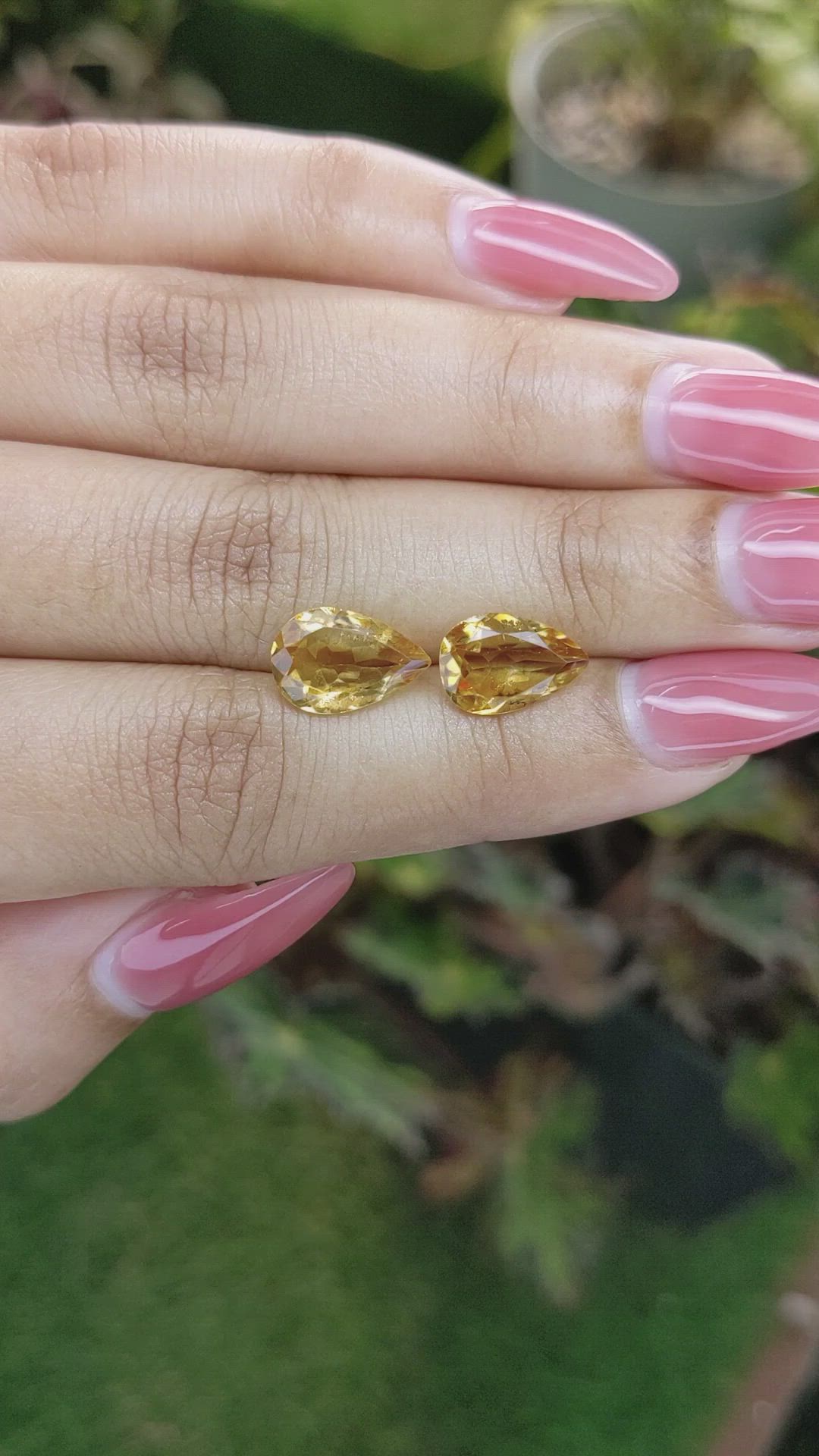 4.16 Ct.Tw.Total Carat Weight Citrine Pair from Brazil Size Video