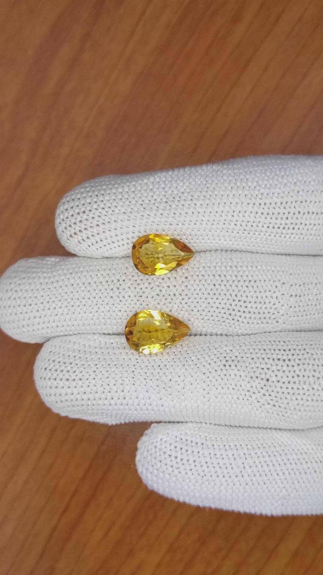 4.16 Ct.Tw.Total Carat Weight Citrine Pair from Brazil Size Video