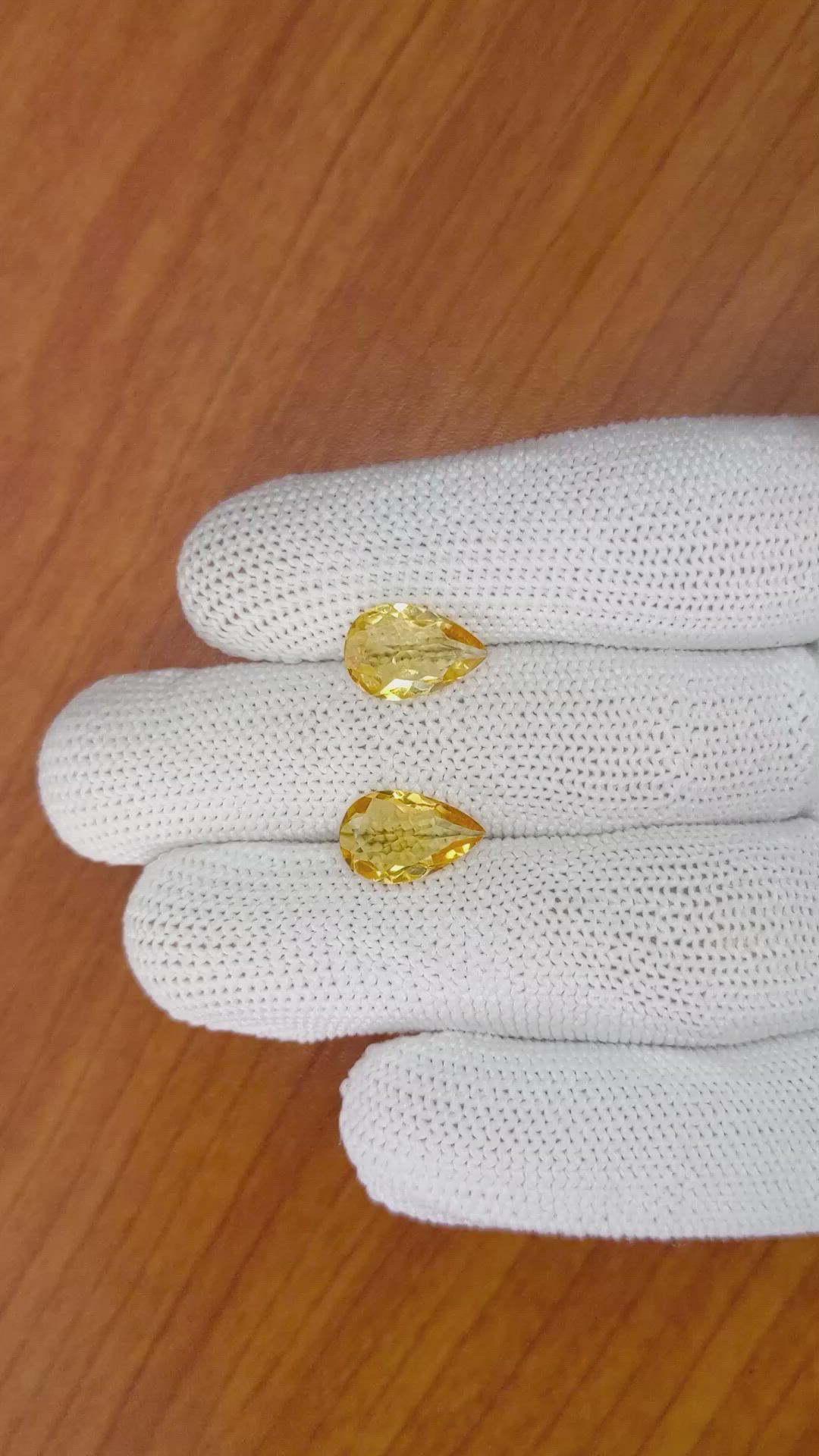 3.92 Ct.Tw.Total Carat Weight Yellow Citrine Pair from Brazil Size Video