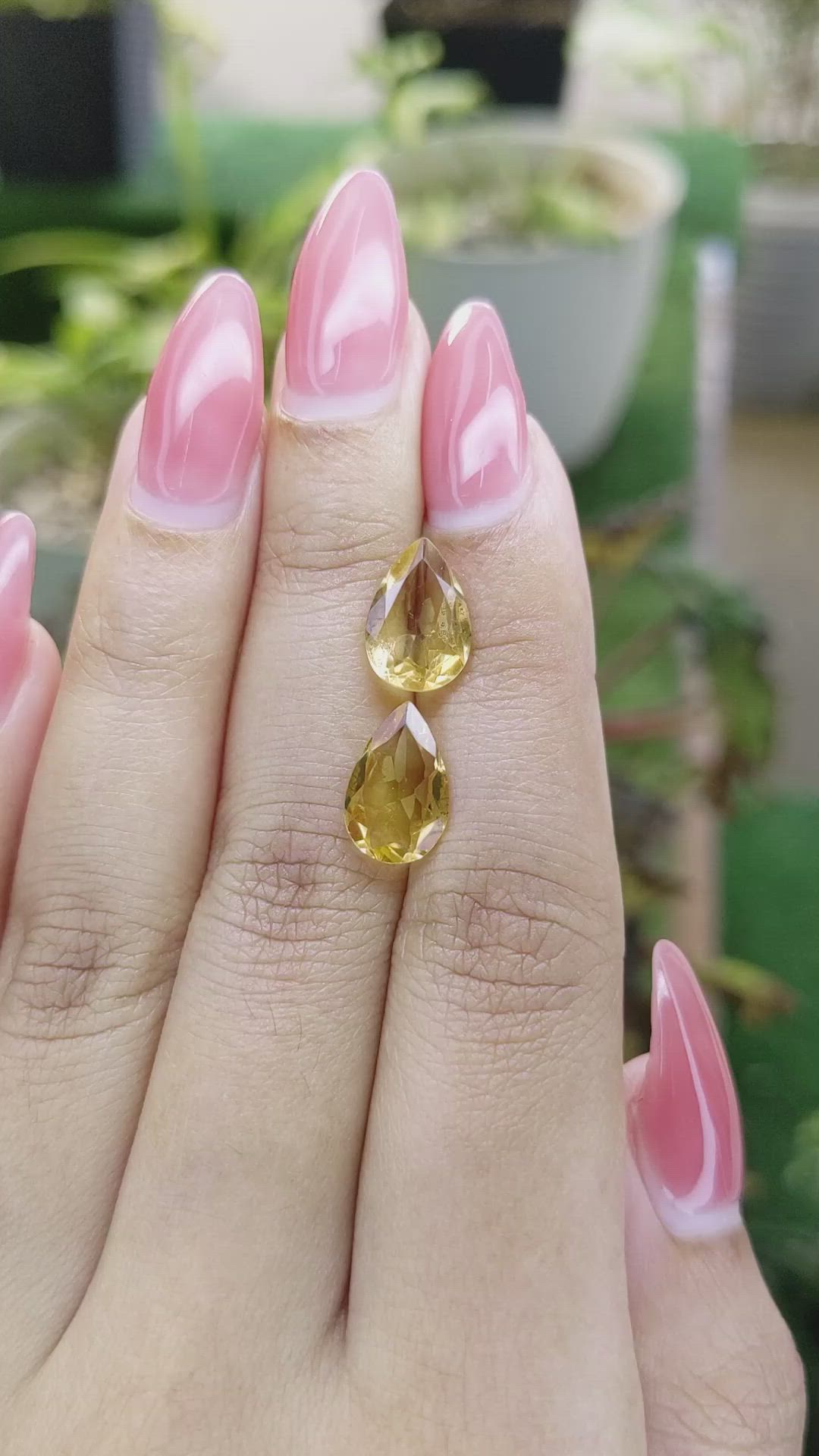 3.92 Ct.Tw.Total Carat Weight Yellow Citrine Pair from Brazil Size Video