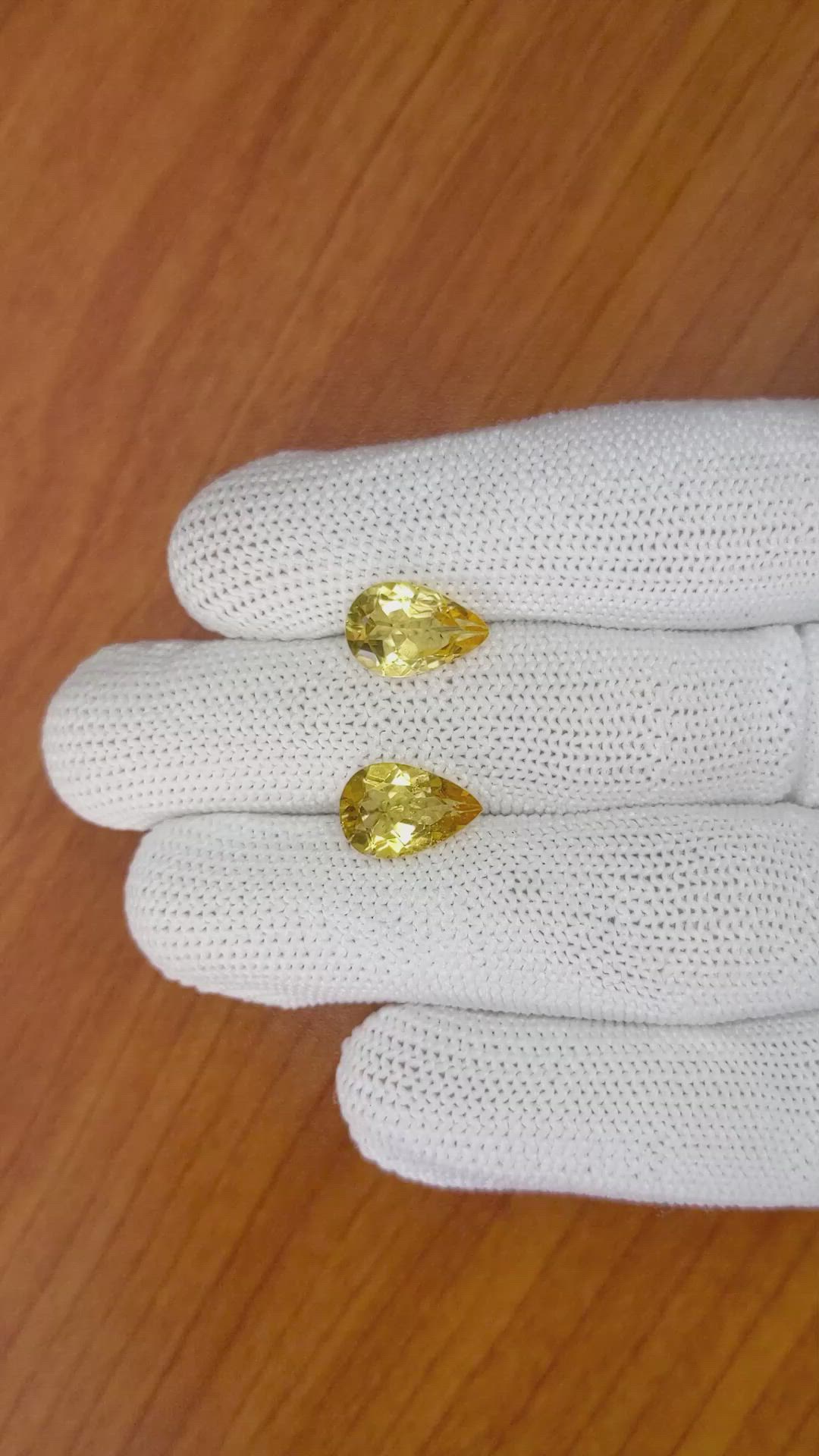 5.02&nbsp;Ct.Tw.Total Carat Weight Yellow Citrine Pair from Brazil Size Video