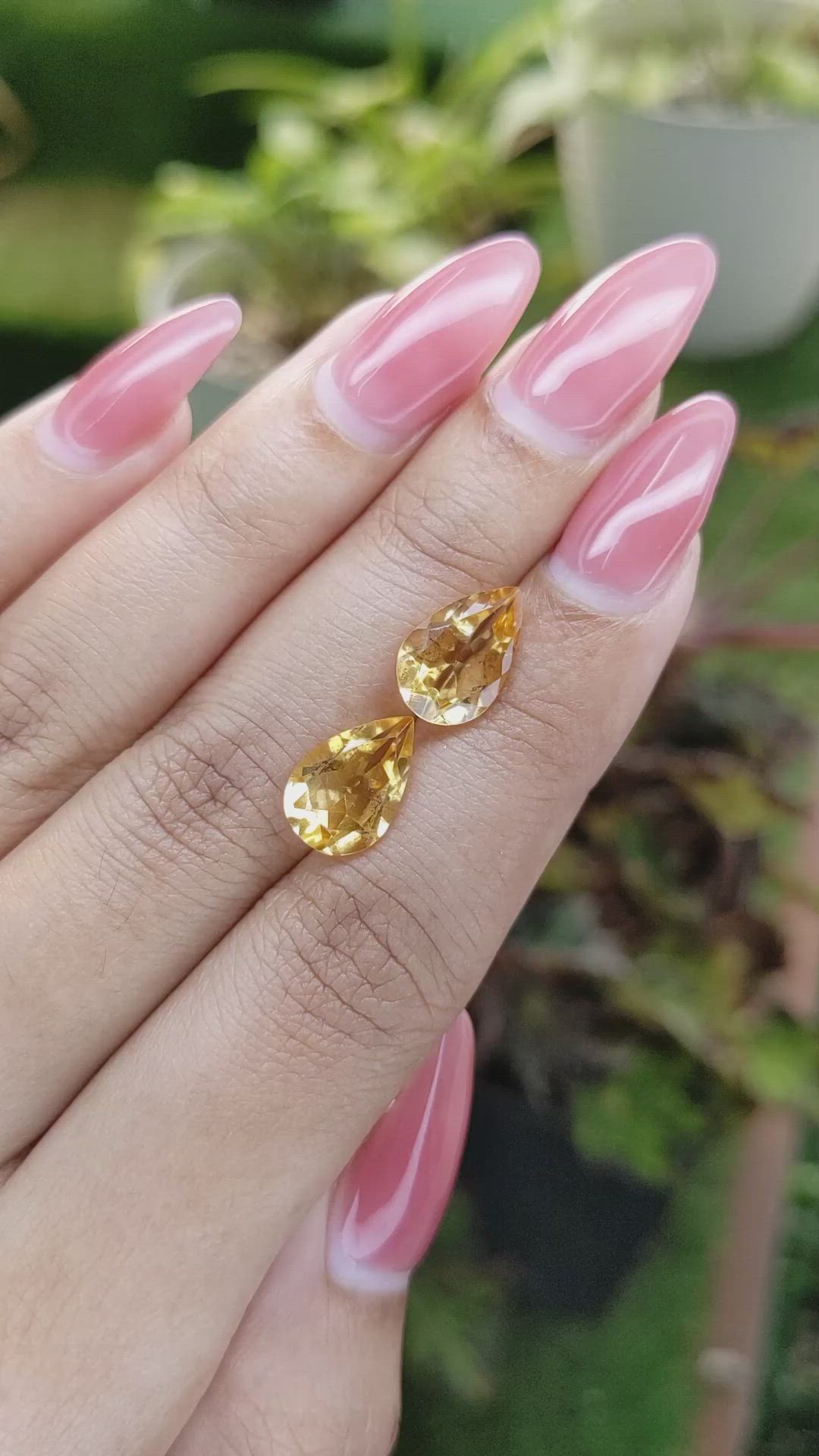 4.88 Ct.Tw.Total Carat Weight Citrine Pair from Brazil Size Video
