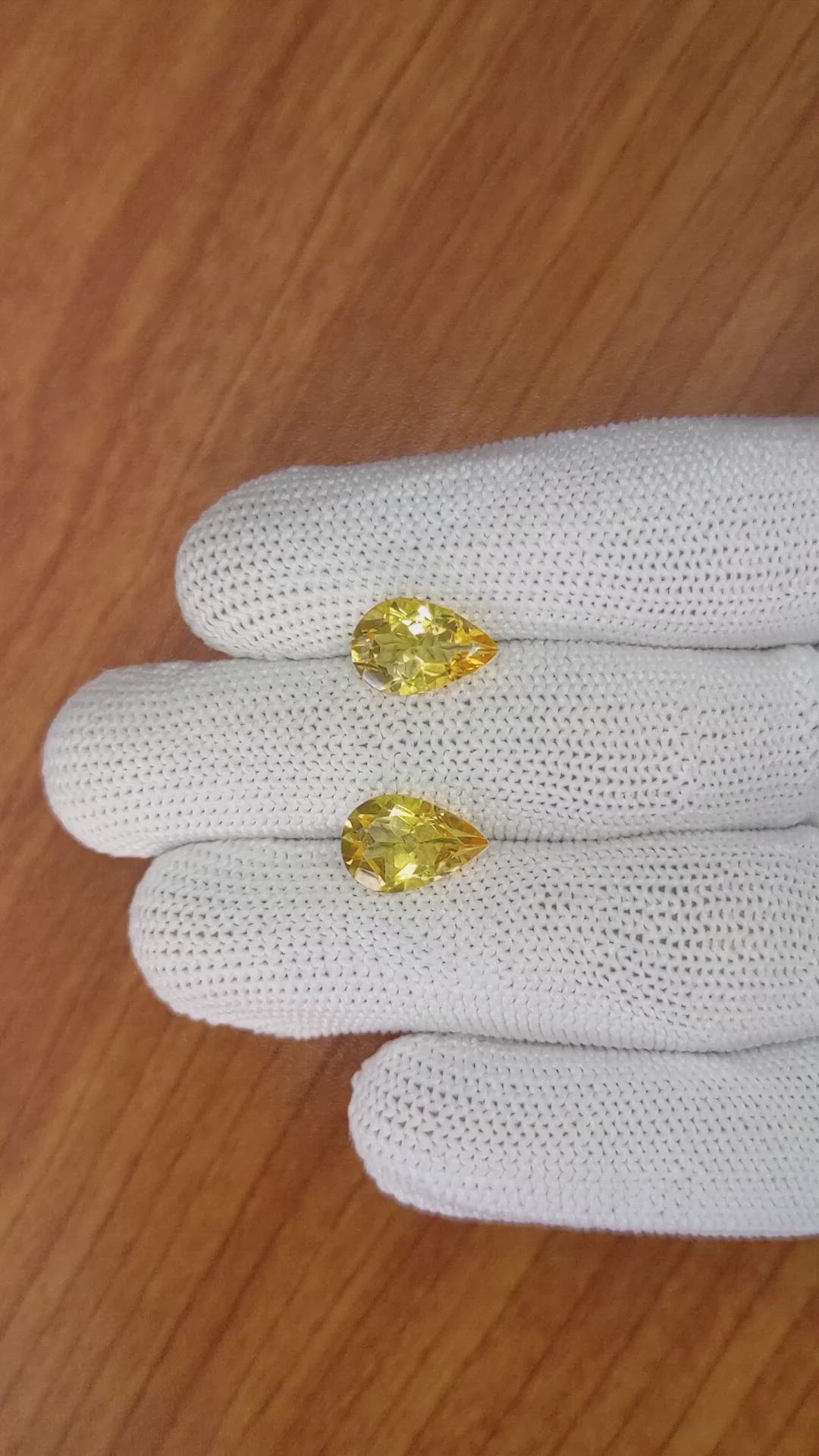 4.88 Ct.Tw.Total Carat Weight Citrine Pair from Brazil Size Video