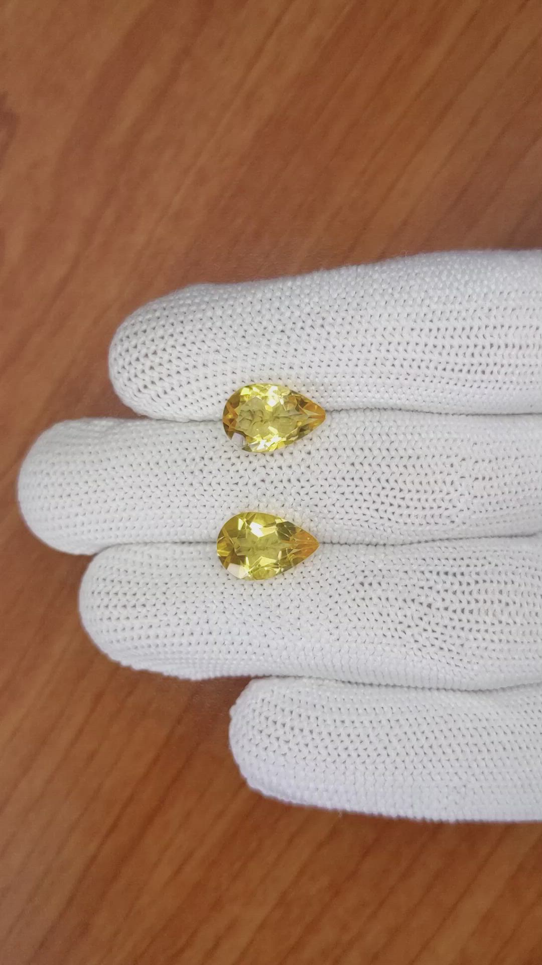 5.10 Ct.Tw.Total Carat Weight Citrine Pair from Brazil Size Video
