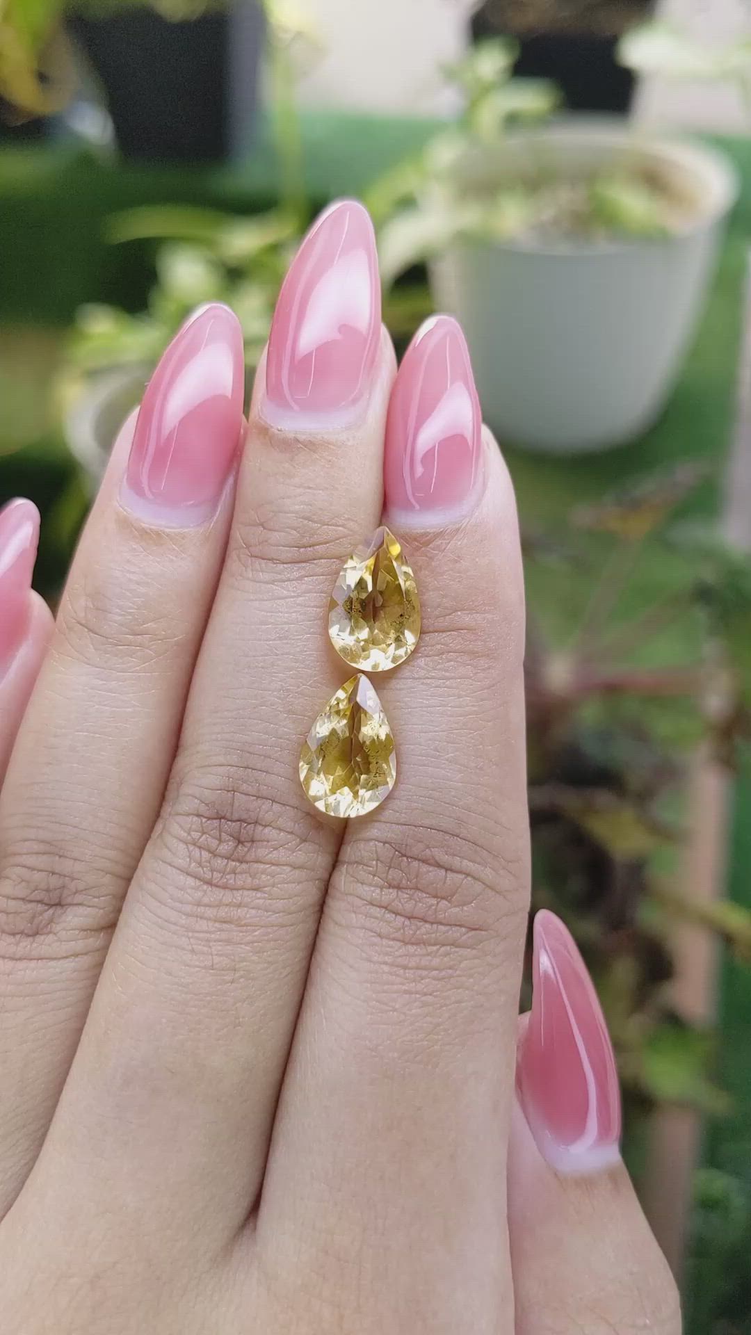 4.91 Ct.Tw.Total Carat Weight Citrine Pair from Brazil Size Video