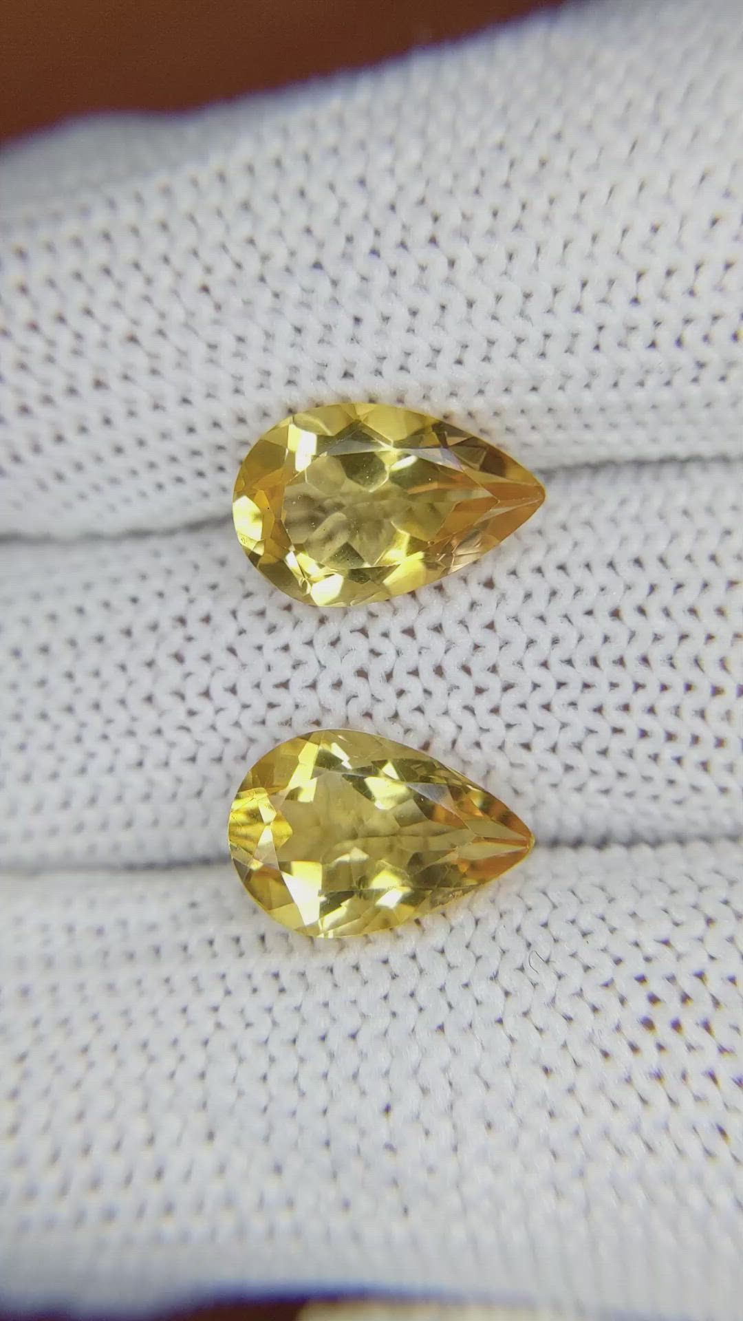 4.91 Ct.Tw.Total Carat Weight Citrine Pair from Brazil Size Video