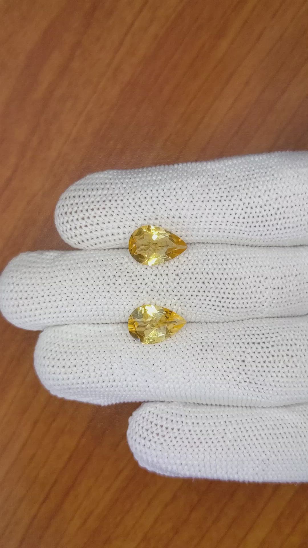 4.28 Ct.Tw.Total Carat Weight Citrine Pair from Brazil Size Video