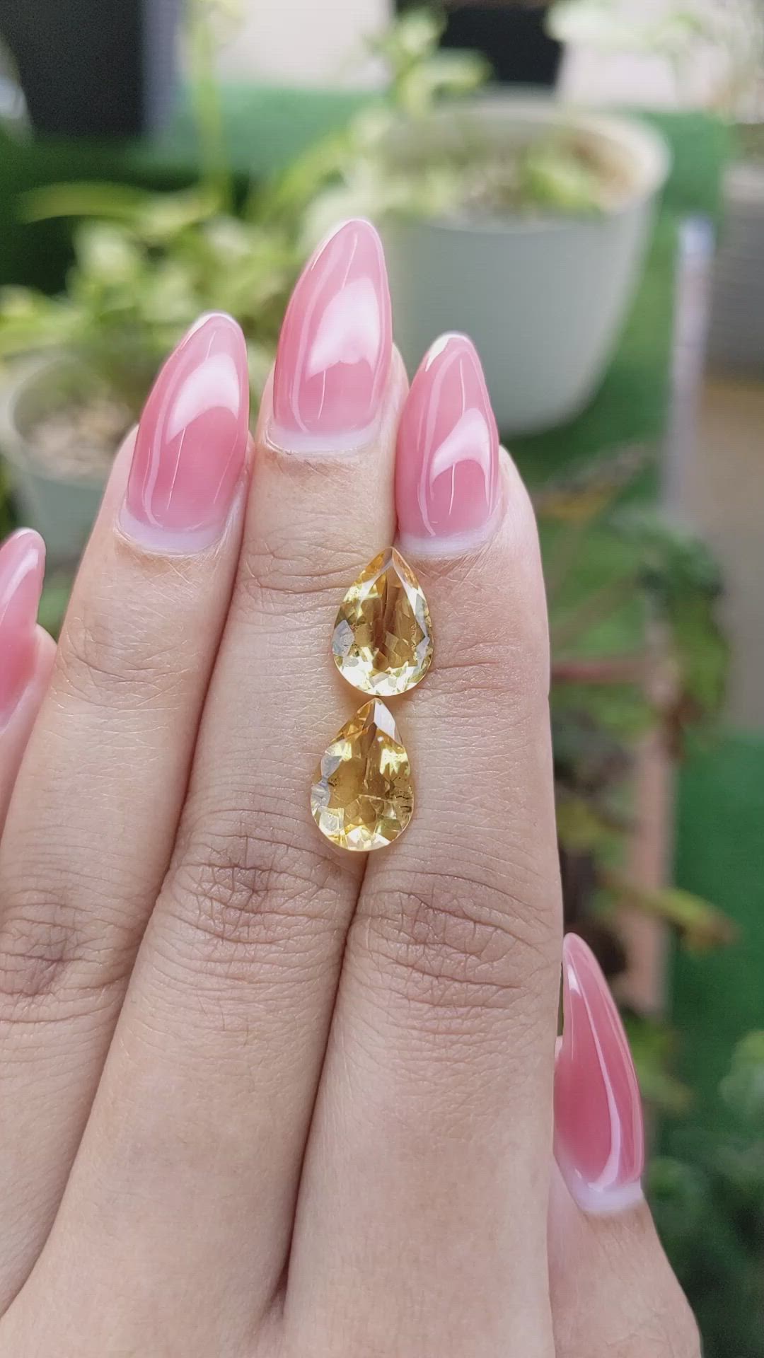 4.33 Ct.Tw.Total Carat Weight Citrine Pair from Brazil Size Video