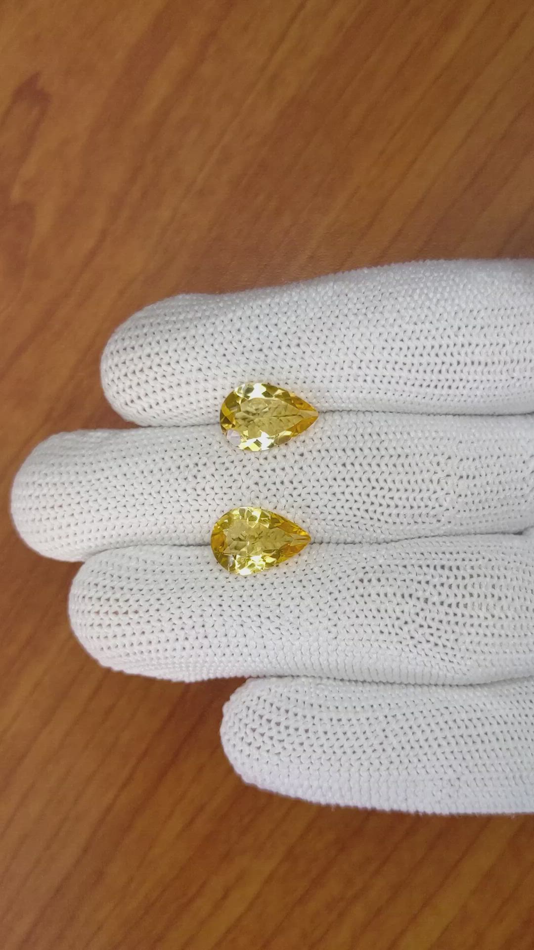 4.33 Ct.Tw.Total Carat Weight Citrine Pair from Brazil Size Video