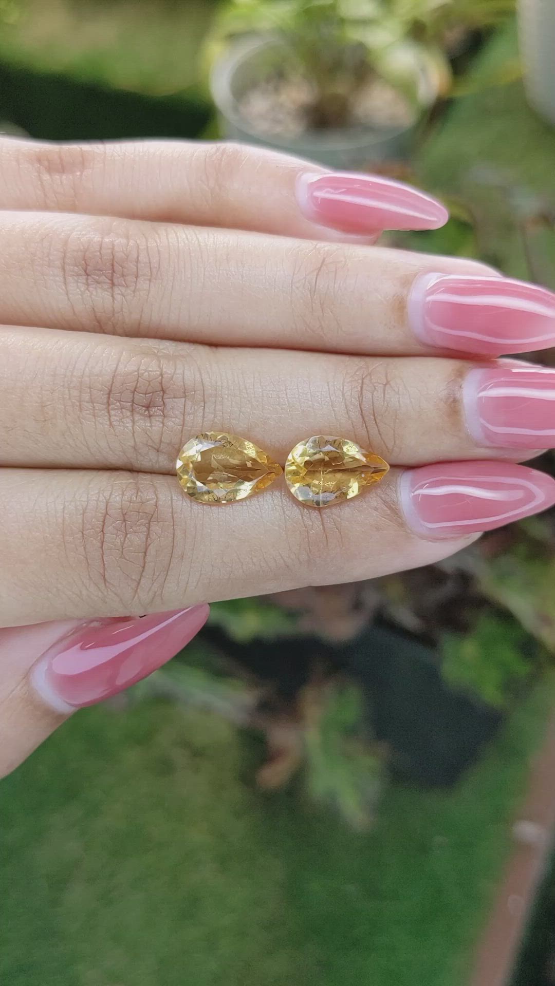 4.33 Ct.Tw.Total Carat Weight Citrine Pair from Brazil Size Video