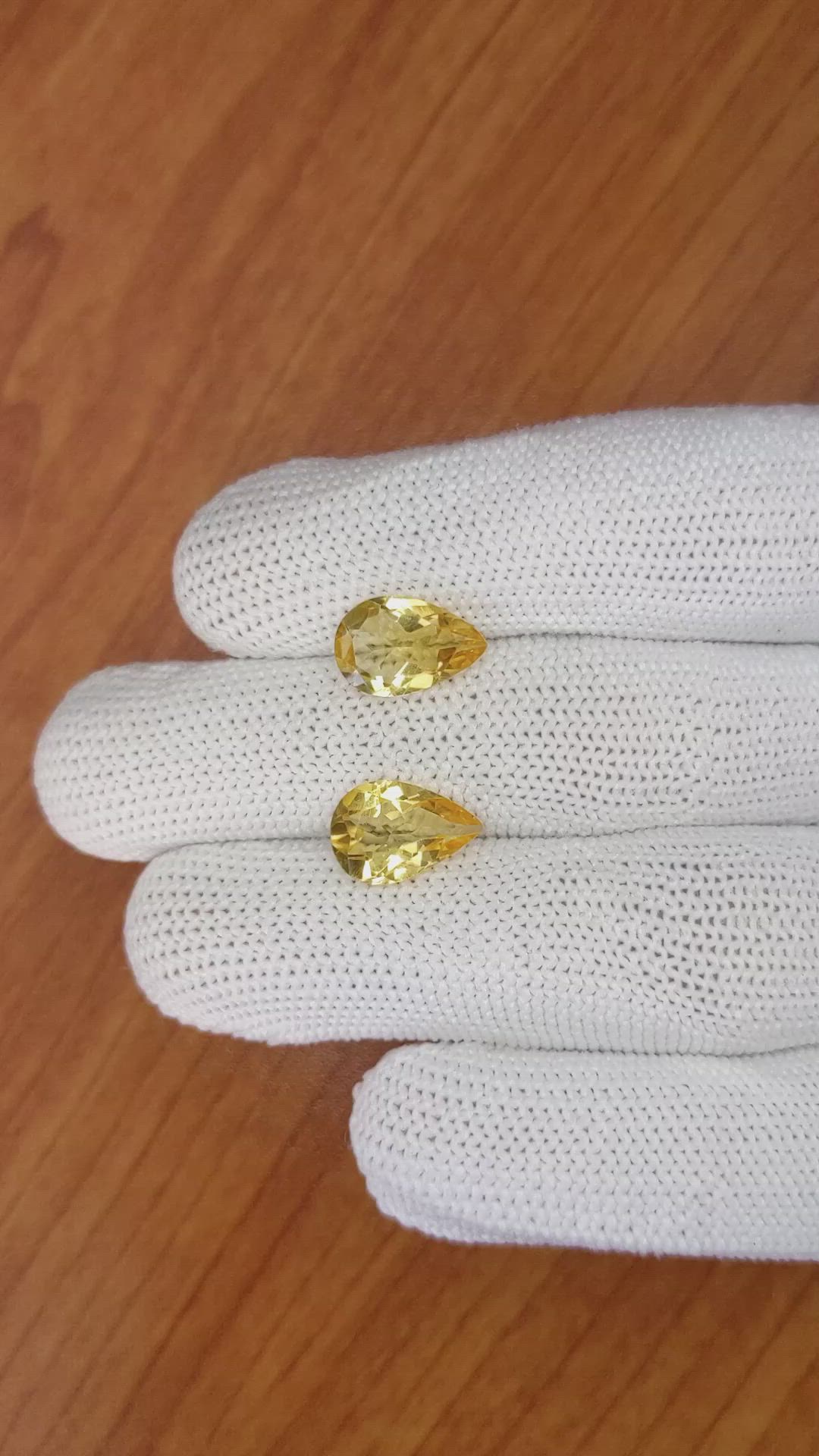 4.74 Ct.Tw.Total Carat Weight Citrine Pair from Brazil Size Video