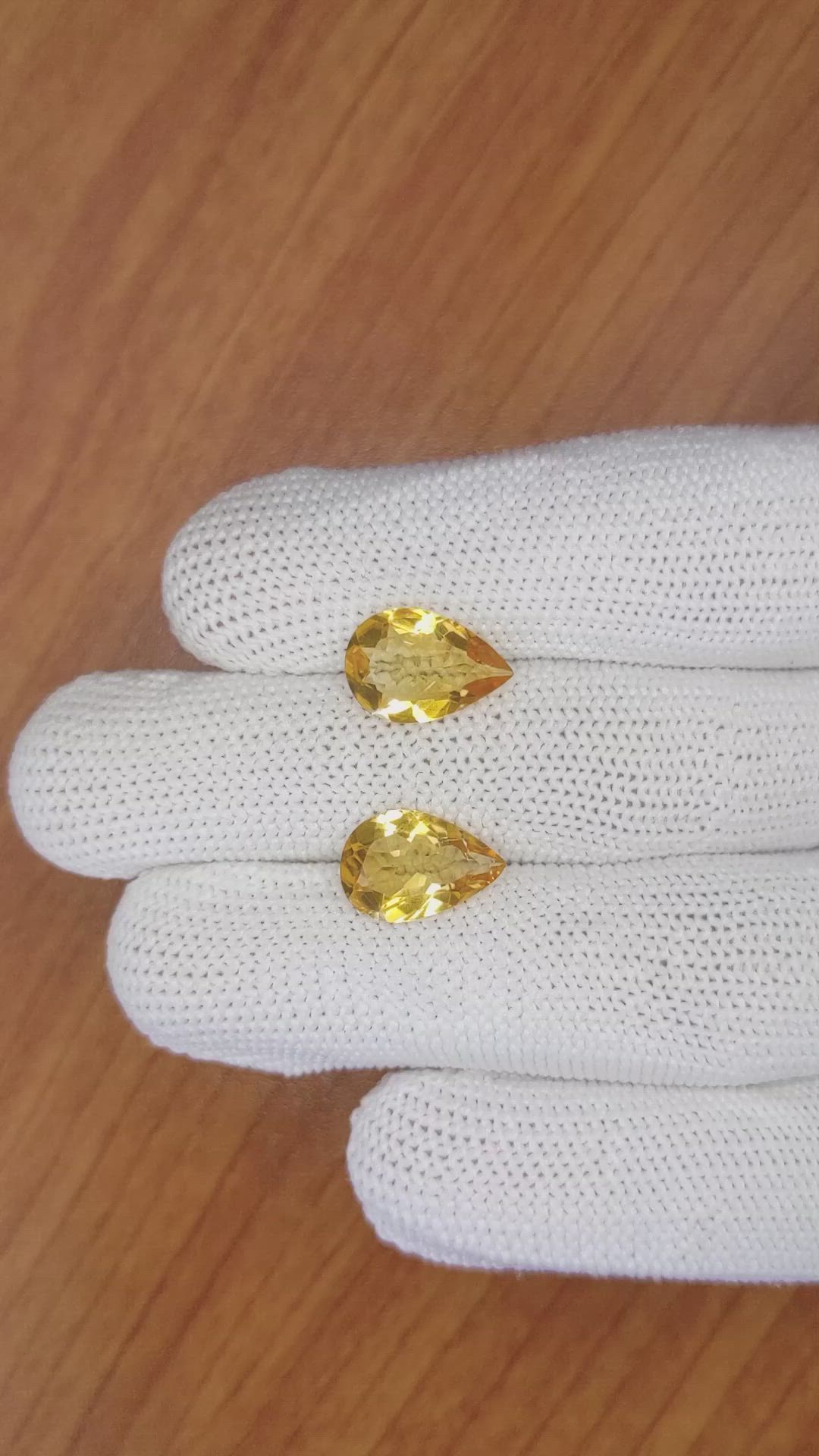 4.85 Ct.Tw.Total Carat Weight Citrine Pair from Brazil Size Video