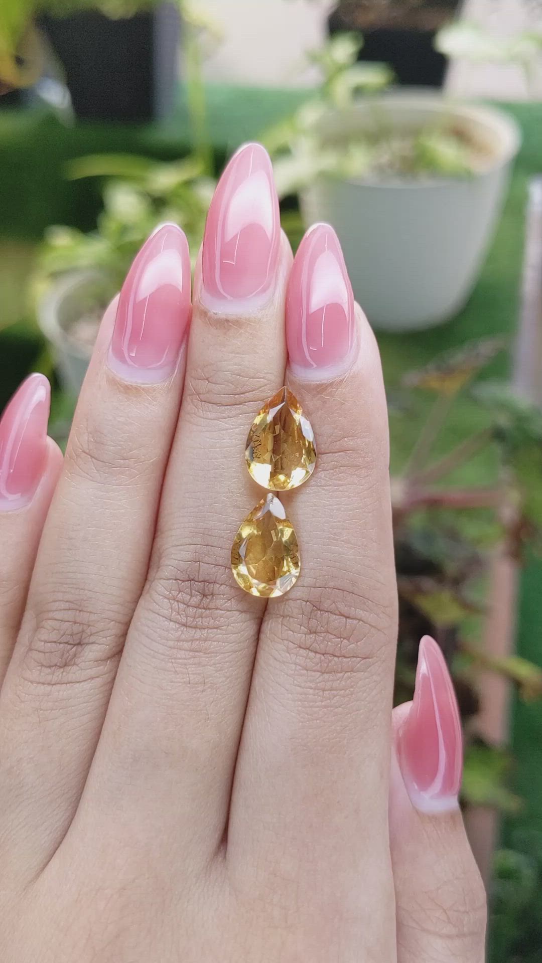 4.85 Ct.Tw.Total Carat Weight Citrine Pair from Brazil Size Video