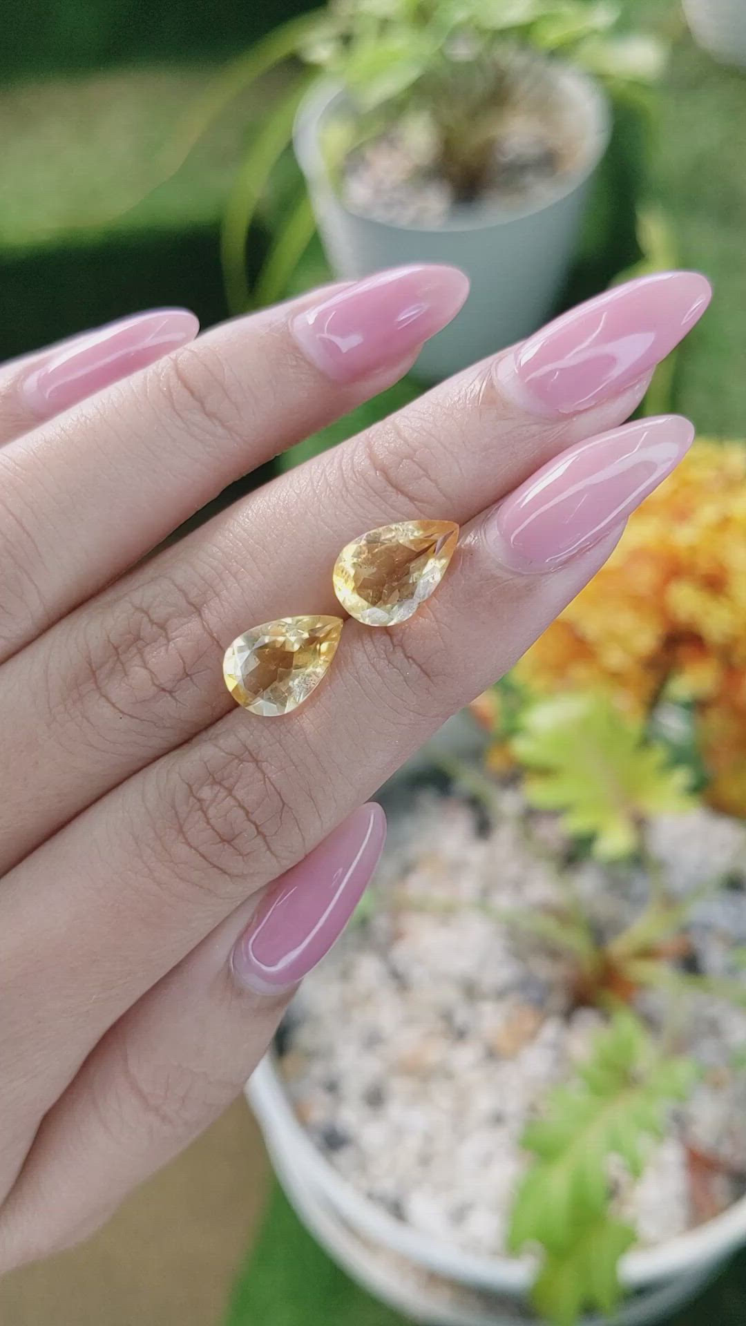 4.98 Ct.Tw.Total Carat Weight Citrine Pair from Brazil Size Video