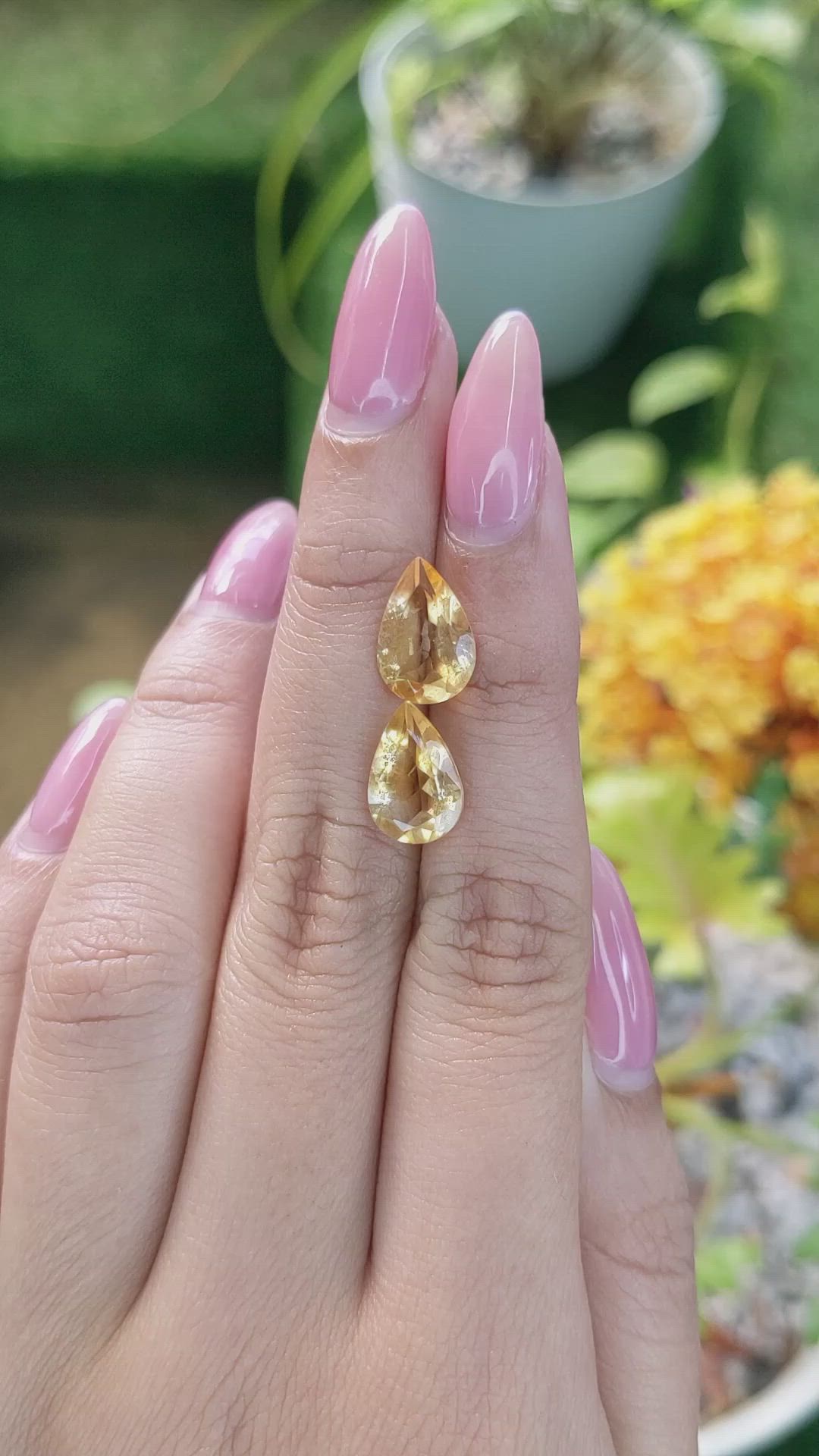 4.98 Ct.Tw.Total Carat Weight Citrine Pair from Brazil Size Video