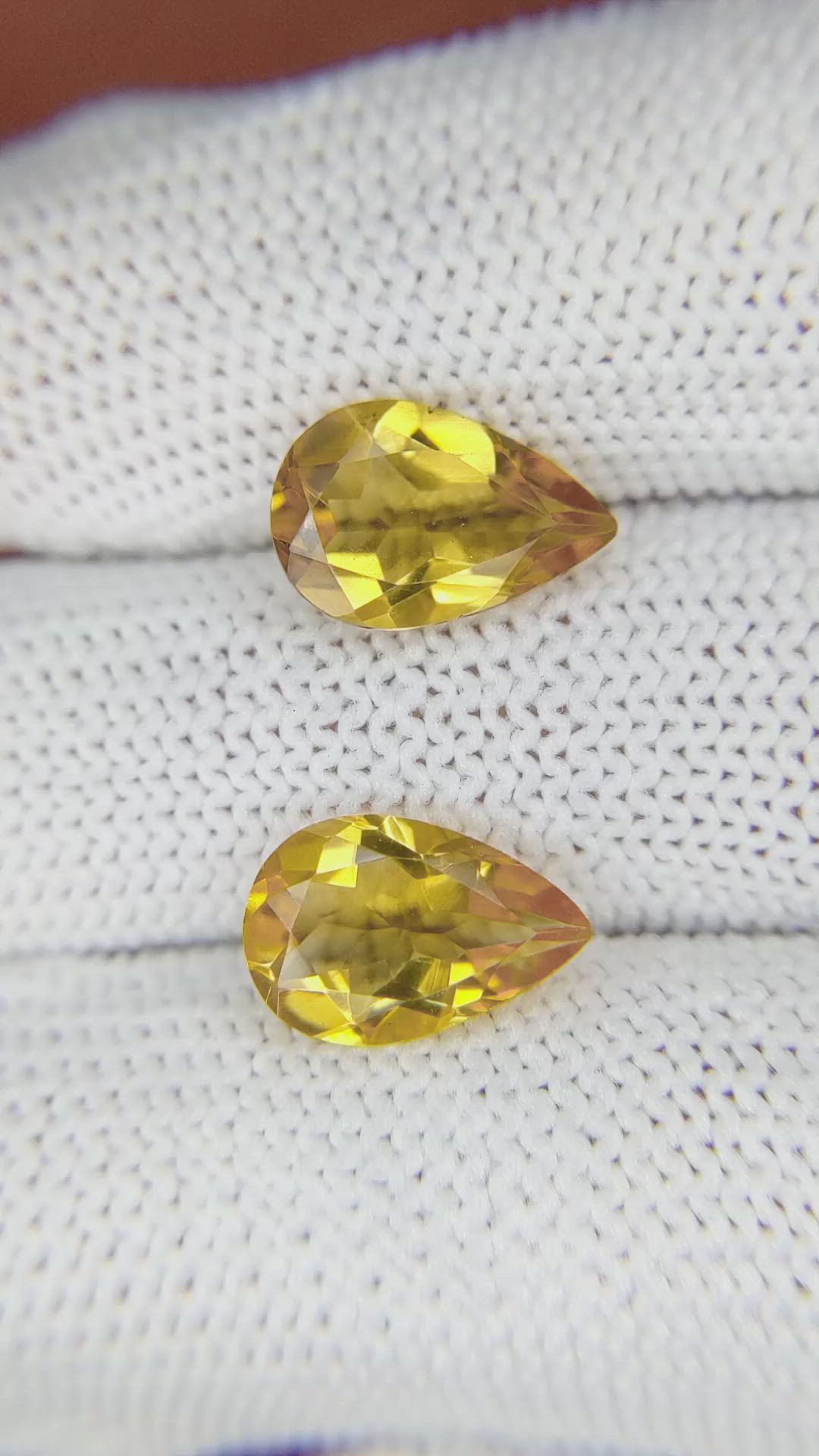 5.01 Ct.Tw.Total Carat Weight Citrine Pair from Brazil Size Video