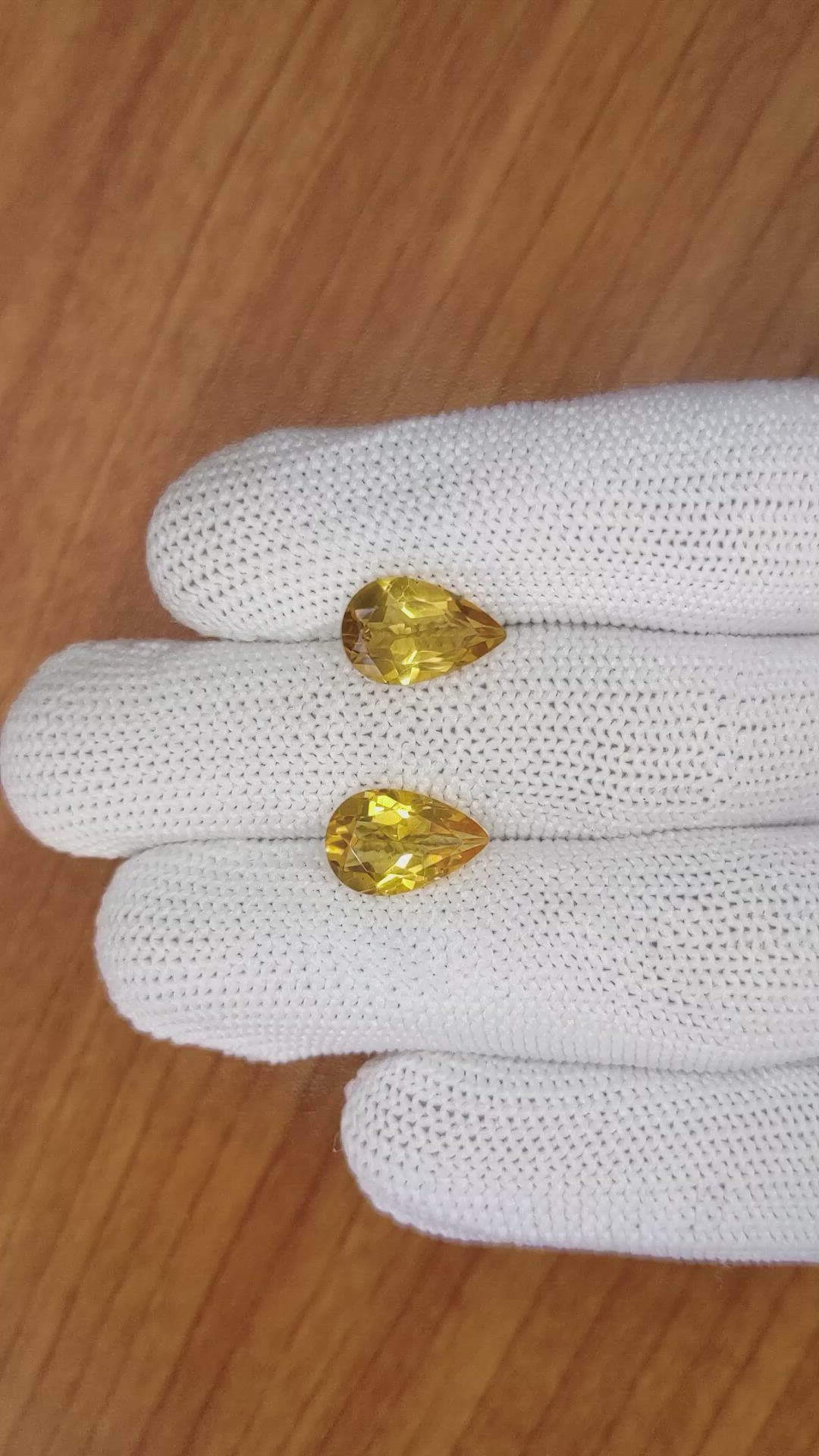 5.01 Ct.Tw.Total Carat Weight Citrine Pair from Brazil Size Video
