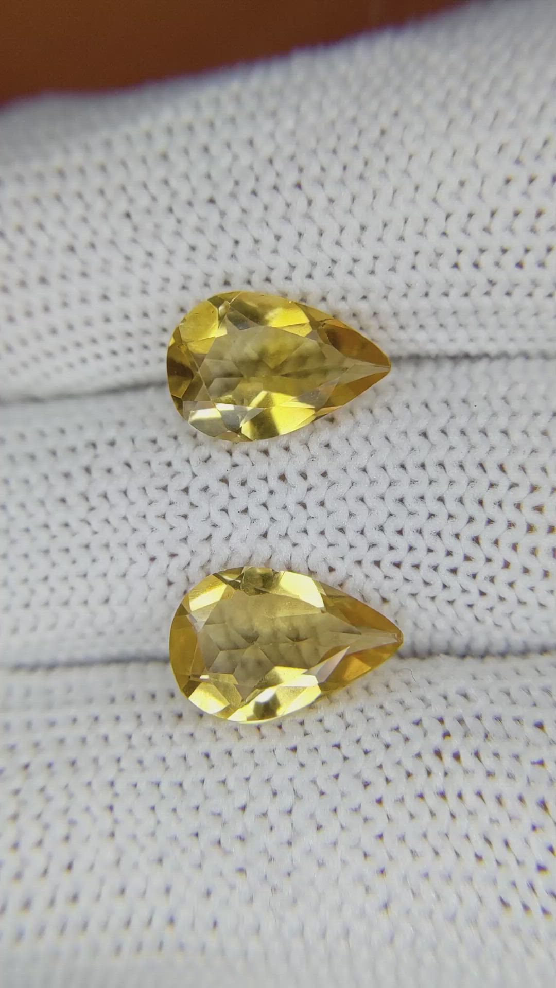 4.22 Ct.Tw.Total Carat Weight Citrine Pair from Brazil Size Video