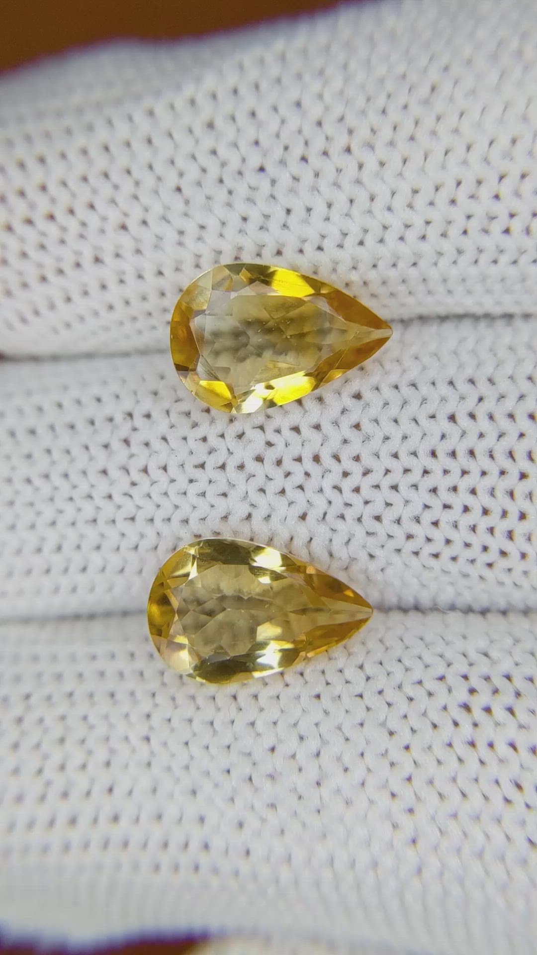 4.04 Ct.Tw.Total Carat Weight Citrine Pair from Brazil Size Video