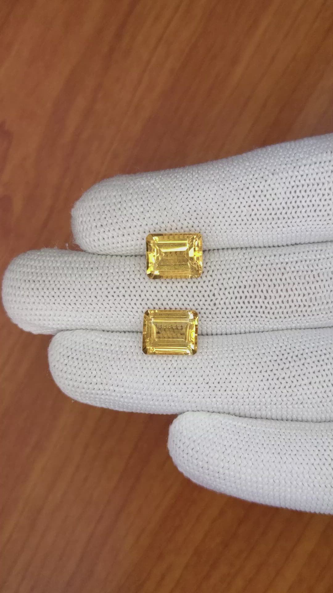 7.30 Ct.Tw.Total Carat Weight Citrine Pair from Brazil Size Video