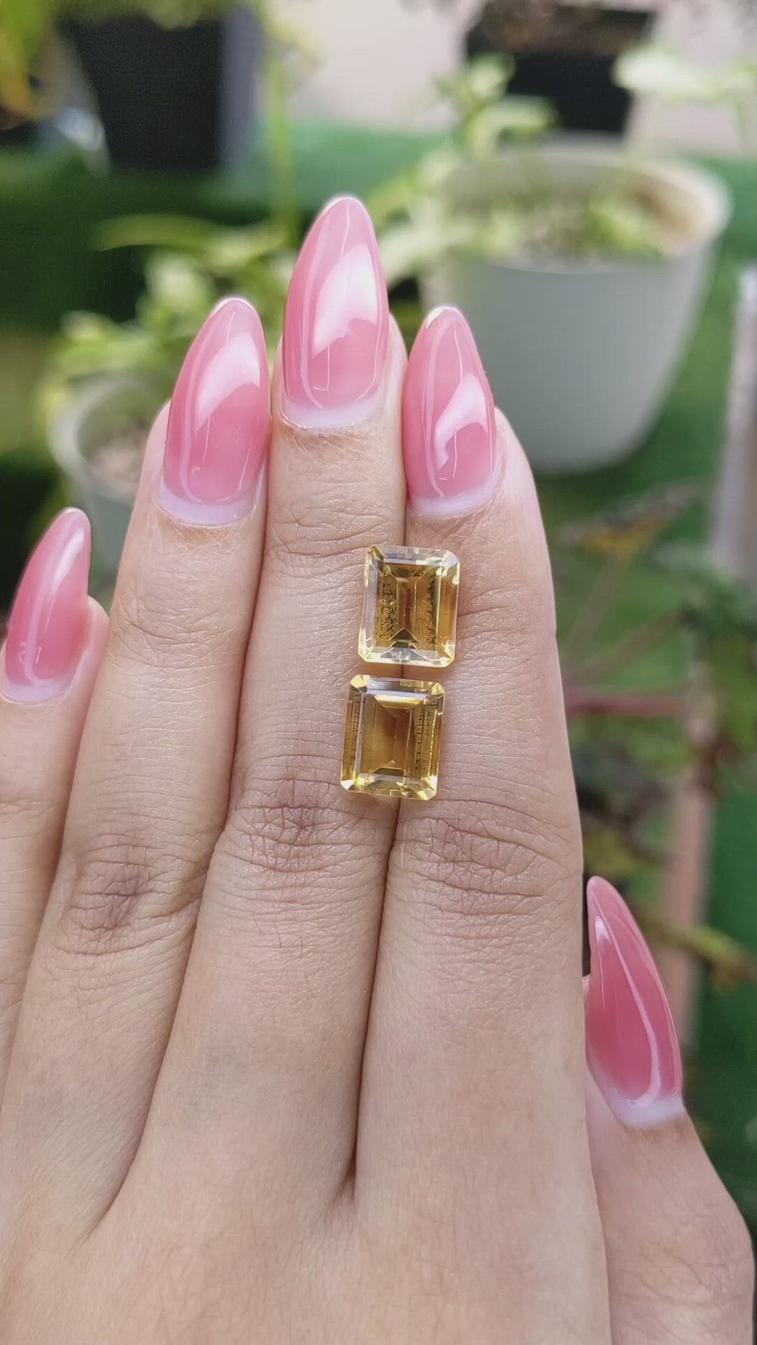 7.30 Ct.Tw.Total Carat Weight Citrine Pair from Brazil Size Video