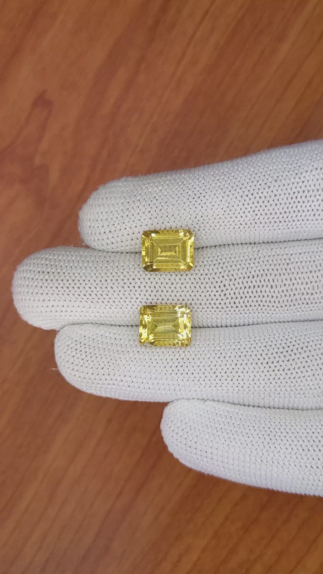7.33 Ct.Tw.Total Carat Weight Citrine Pair from Brazil Size Video