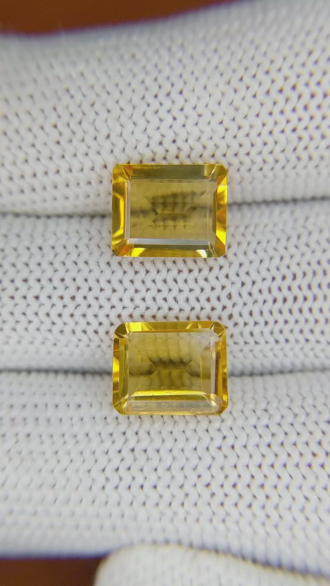 5.58 Ct.Tw.Total Carat Weight Citrine Pair from Brazil Size Video