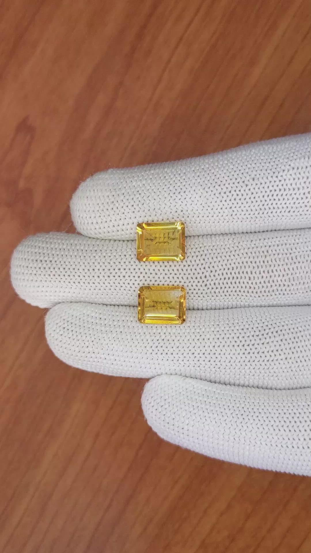 5.58 Ct.Tw.Total Carat Weight Citrine Pair from Brazil Size Video