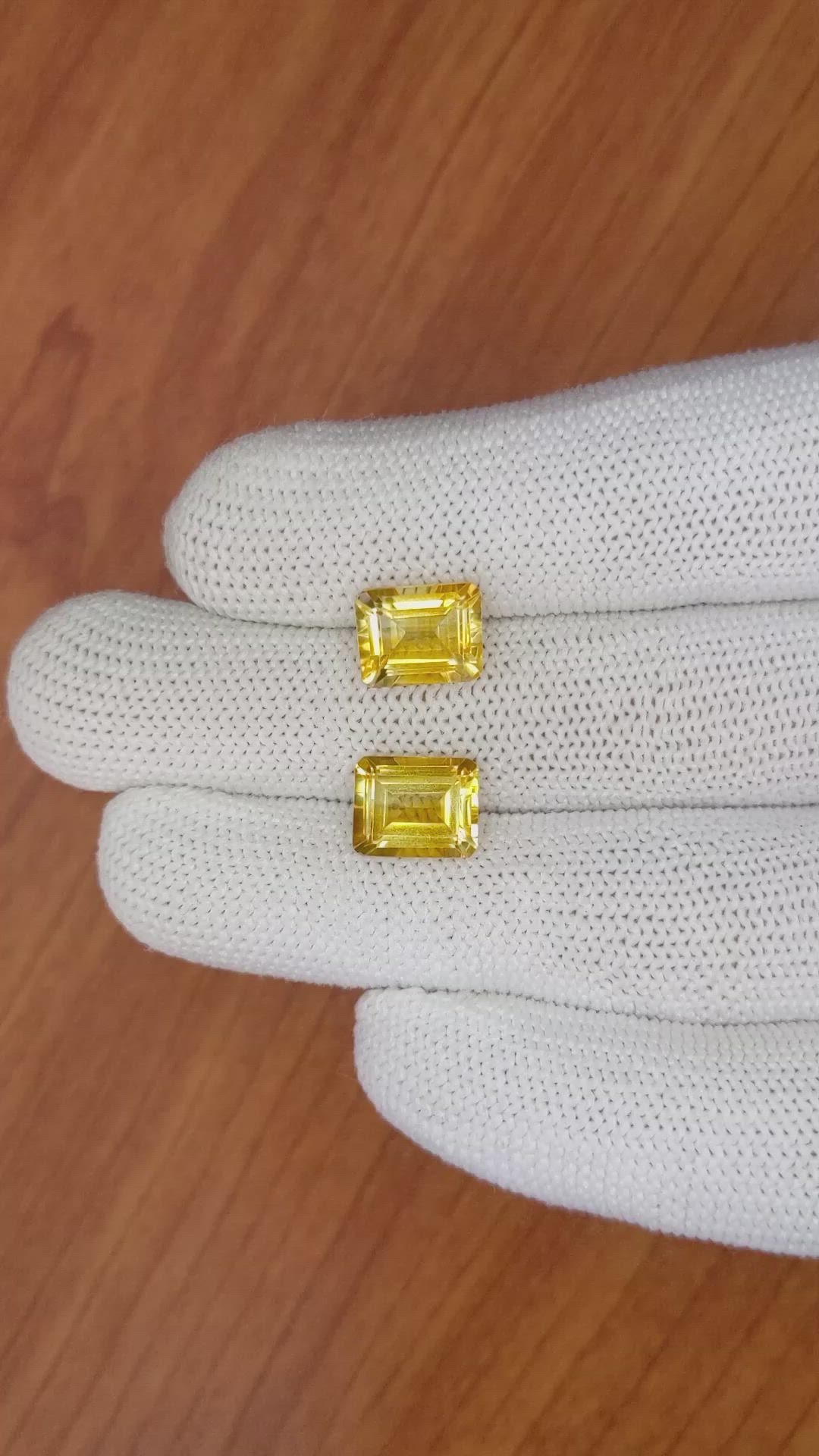 6.10 Ct.Tw.Total Carat Weight Citrine Pair from Brazil Size Video