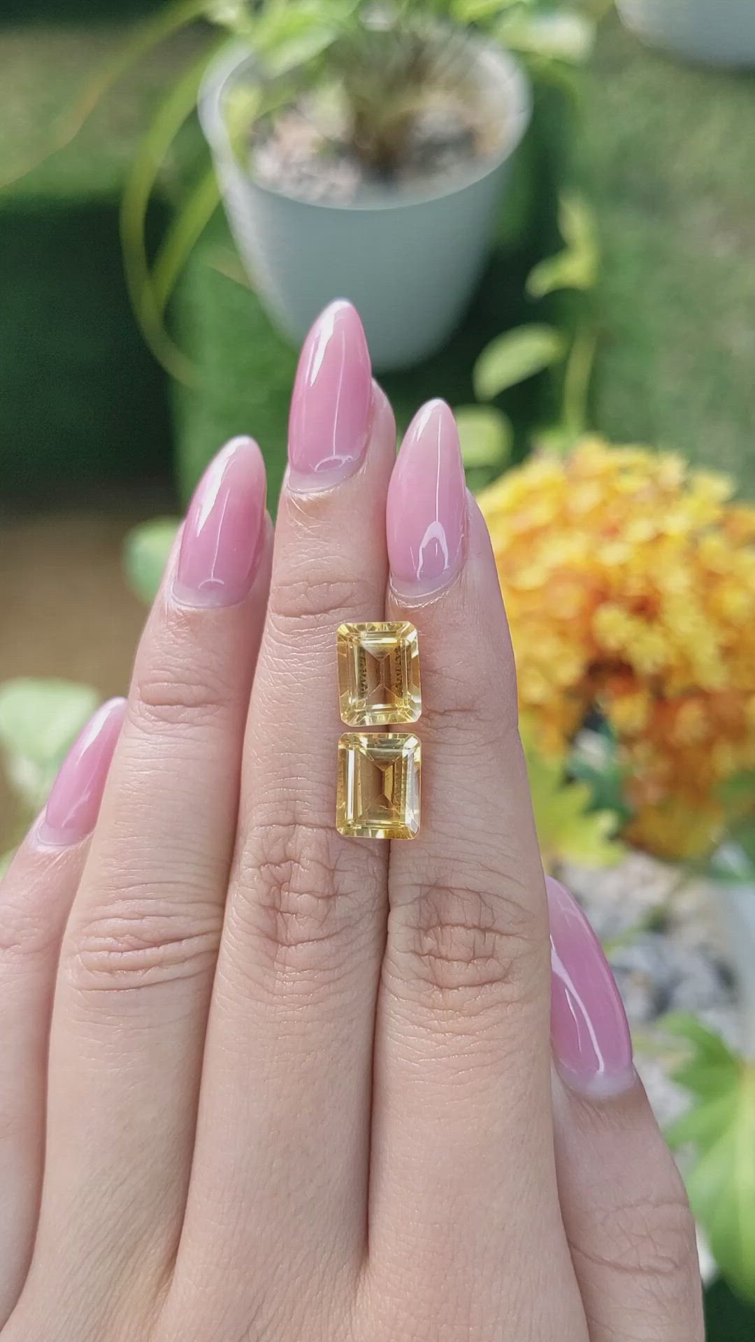 6.10 Ct.Tw.Total Carat Weight Citrine Pair from Brazil Size Video