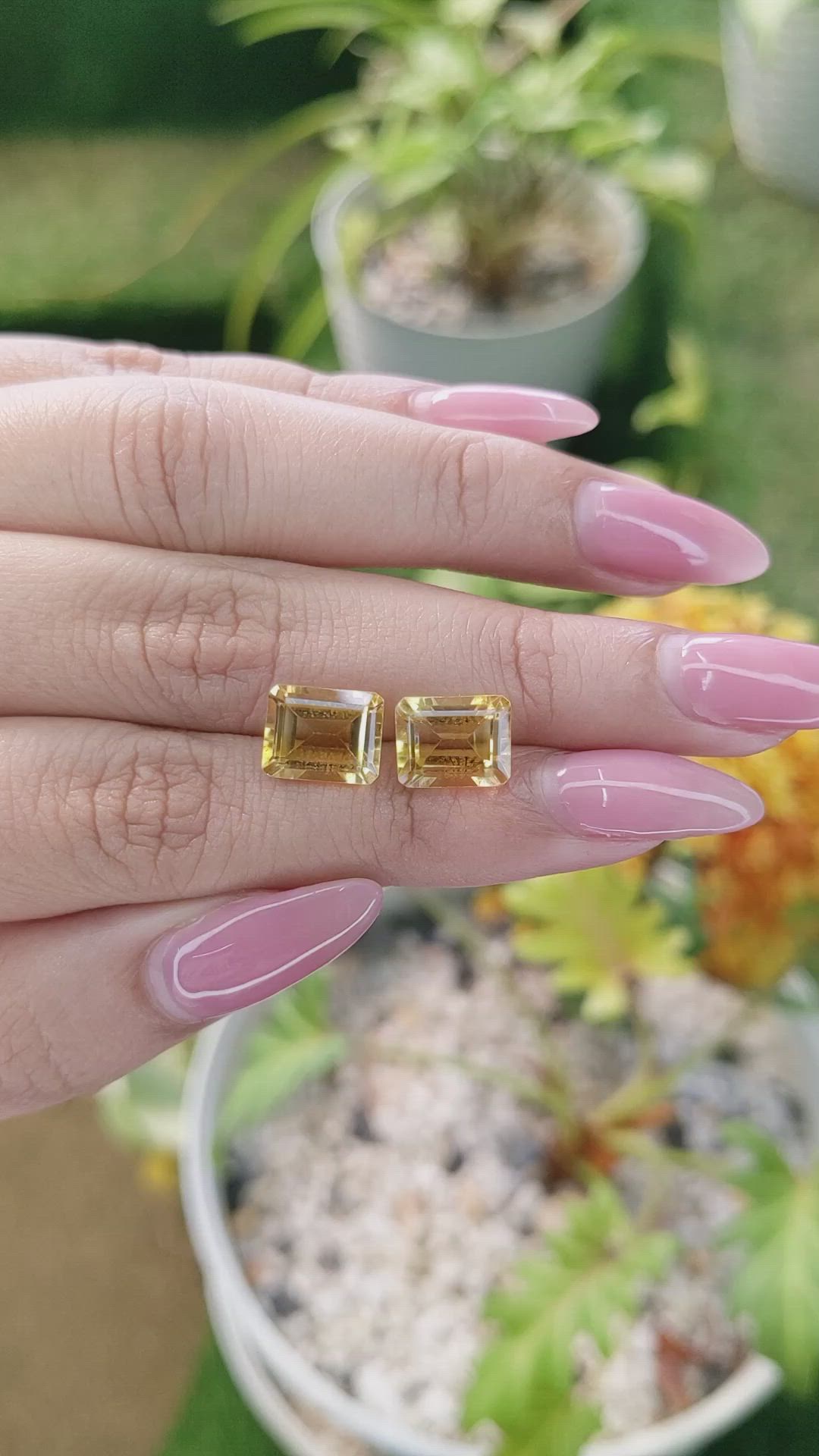 6.10 Ct.Tw.Total Carat Weight Citrine Pair from Brazil Size Video