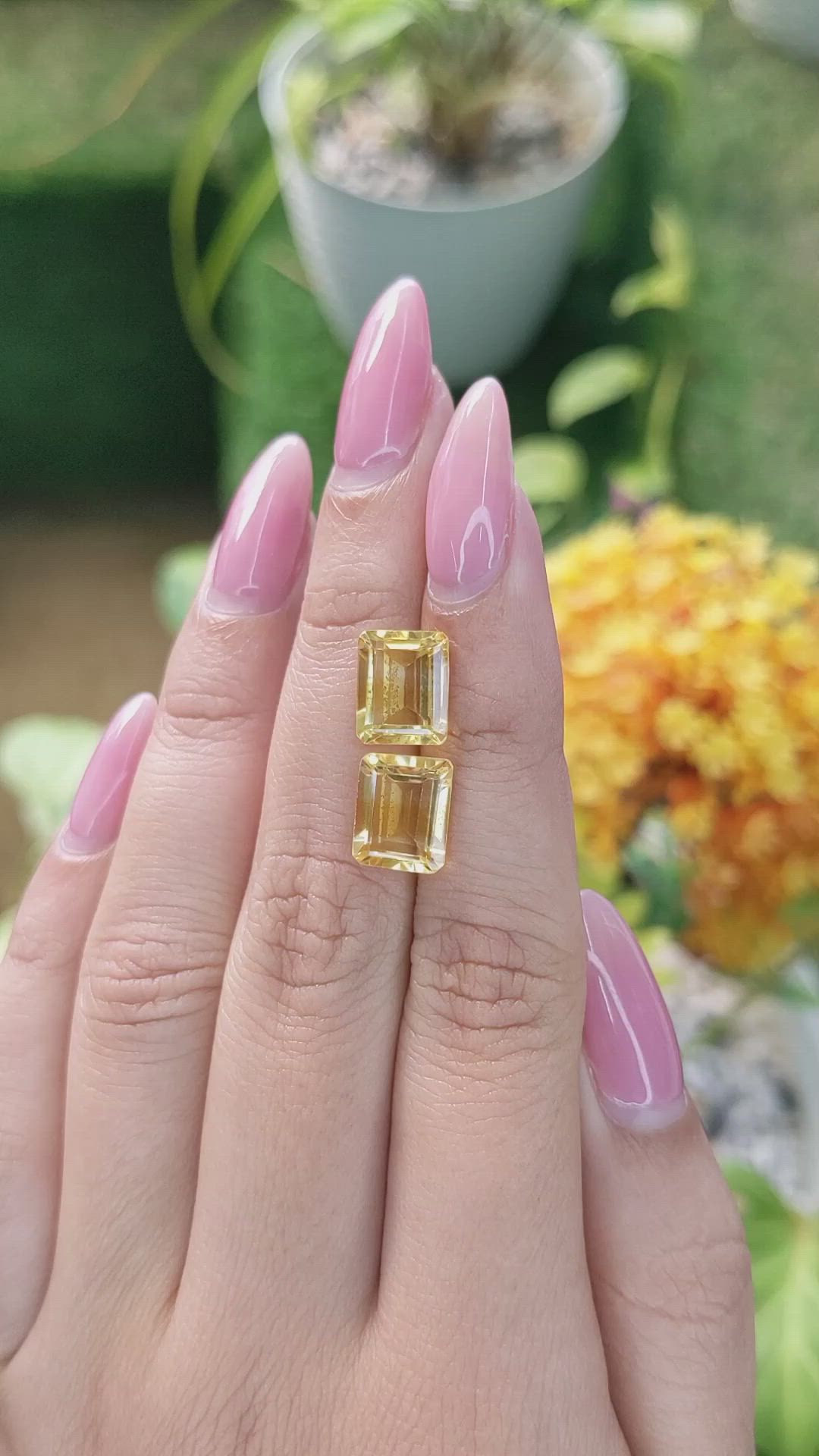 5.93 Ct.Tw.Total Carat Weight Citrine Pair from Brazil Size Video