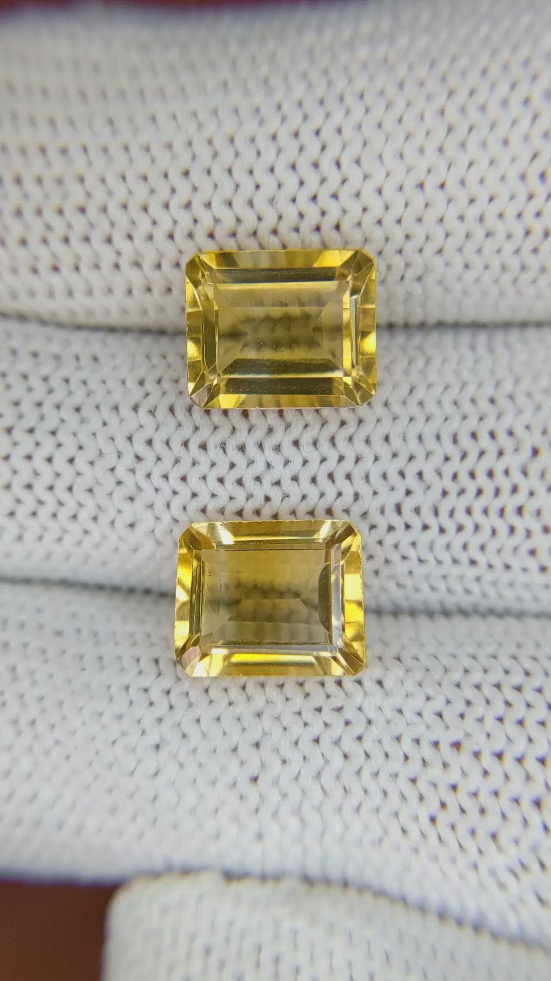 5.93 Ct.Tw.Total Carat Weight Citrine Pair from Brazil Size Video