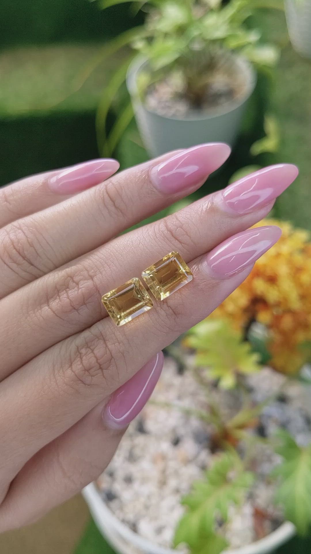 6.88 Ct.Tw.Total Carat Weight Citrine Pair from Brazil Size Video