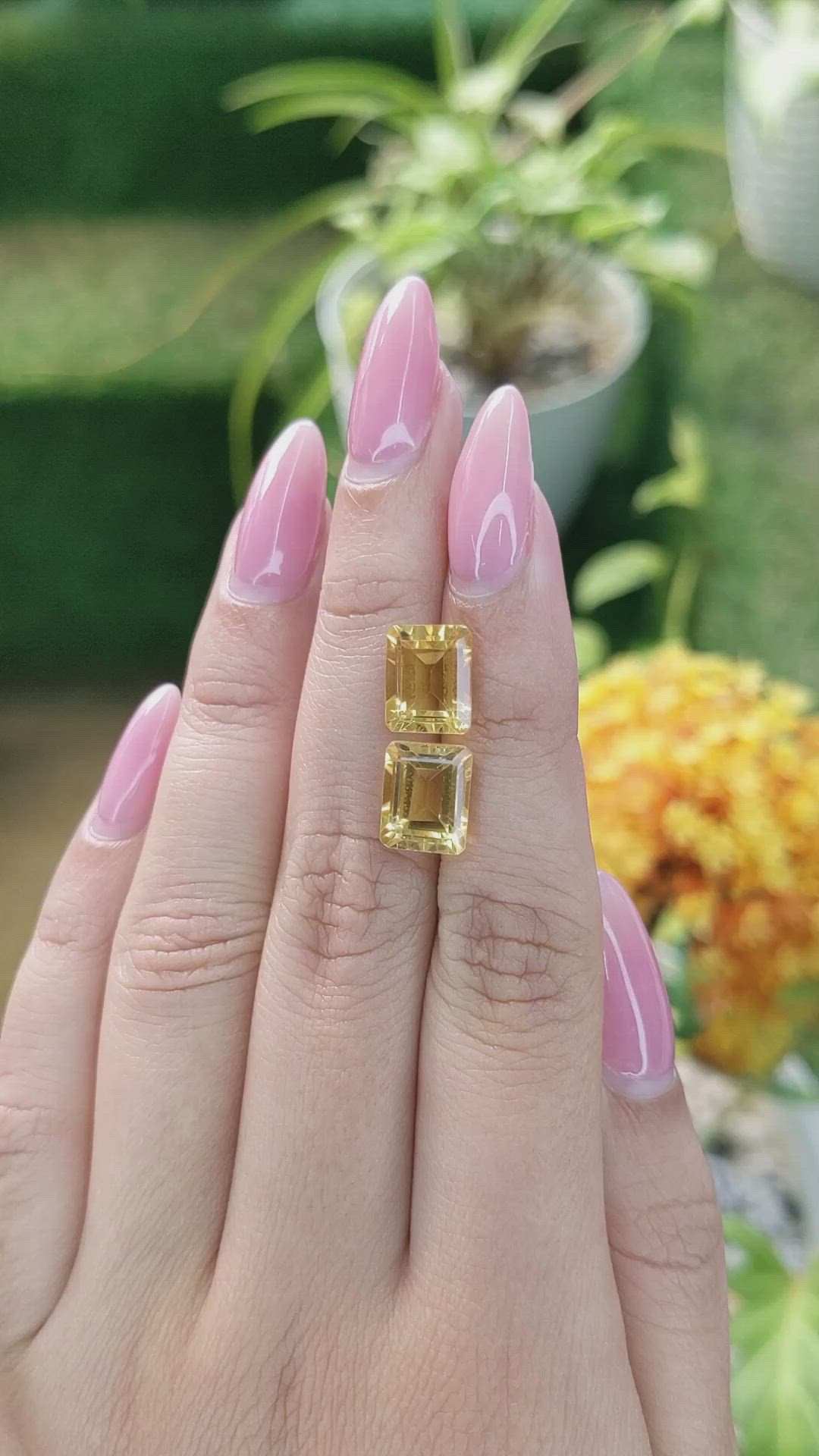 6.88 Ct.Tw.Total Carat Weight Citrine Pair from Brazil Size Video