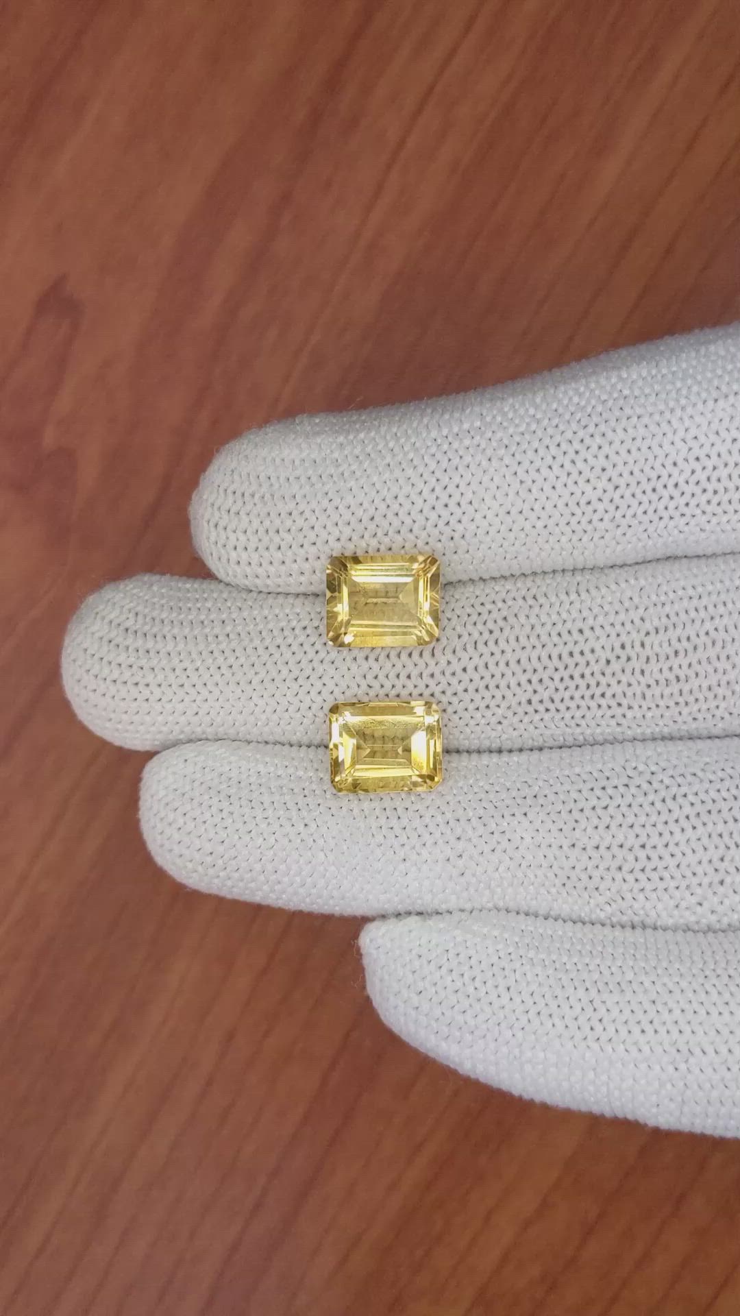 6.17&nbsp;Ct.Tw.Total Carat Weight Yellow Citrine Pair from Brazil Size Video