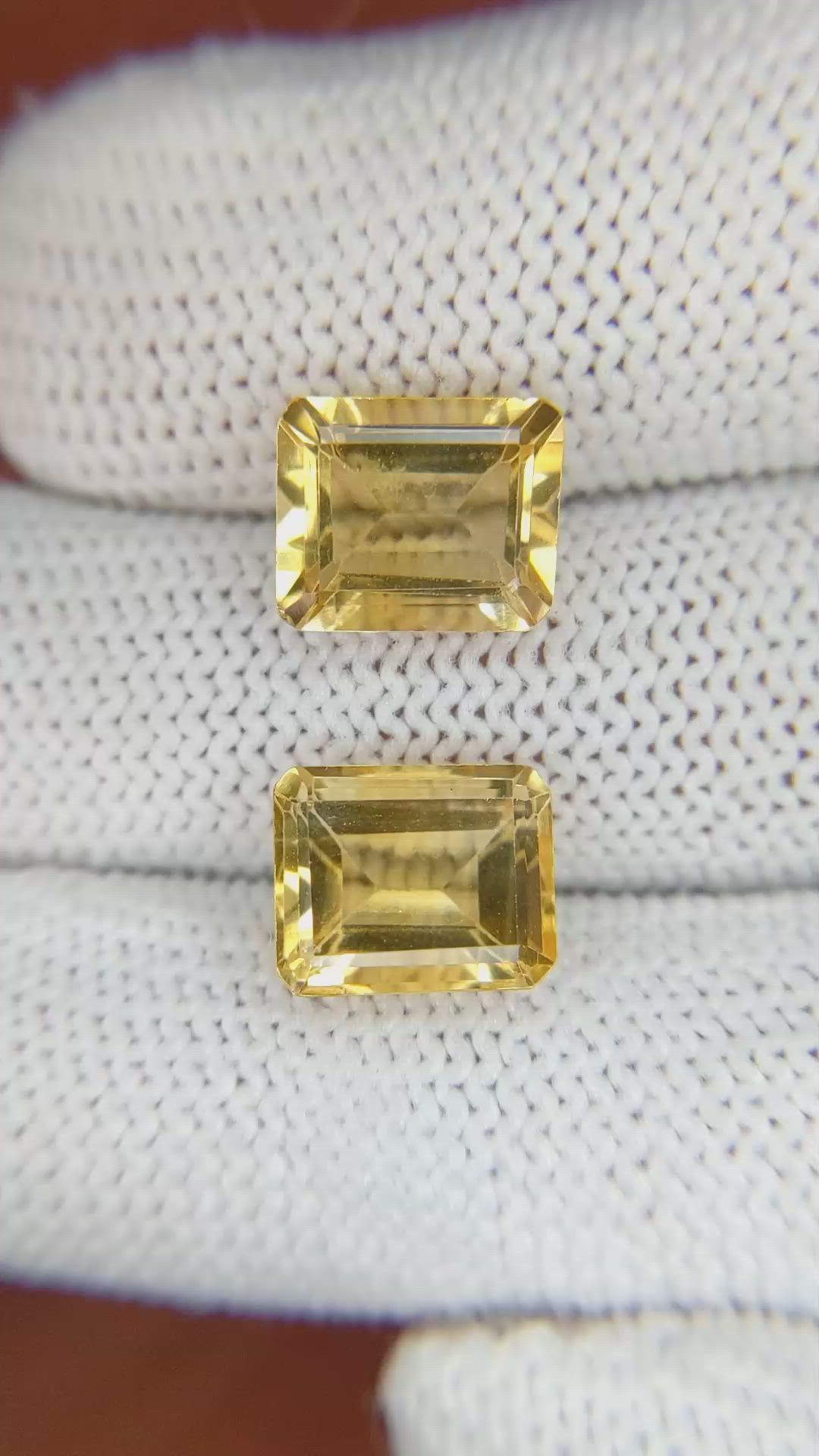 6.17&nbsp;Ct.Tw.Total Carat Weight Yellow Citrine Pair from Brazil Size Video