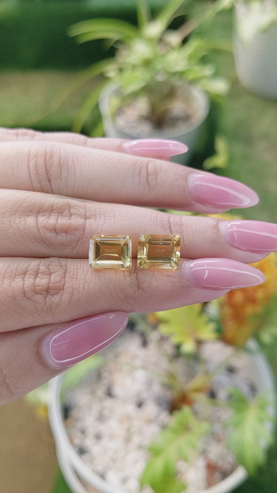 6.17&nbsp;Ct.Tw.Total Carat Weight Yellow Citrine Pair from Brazil Size Video