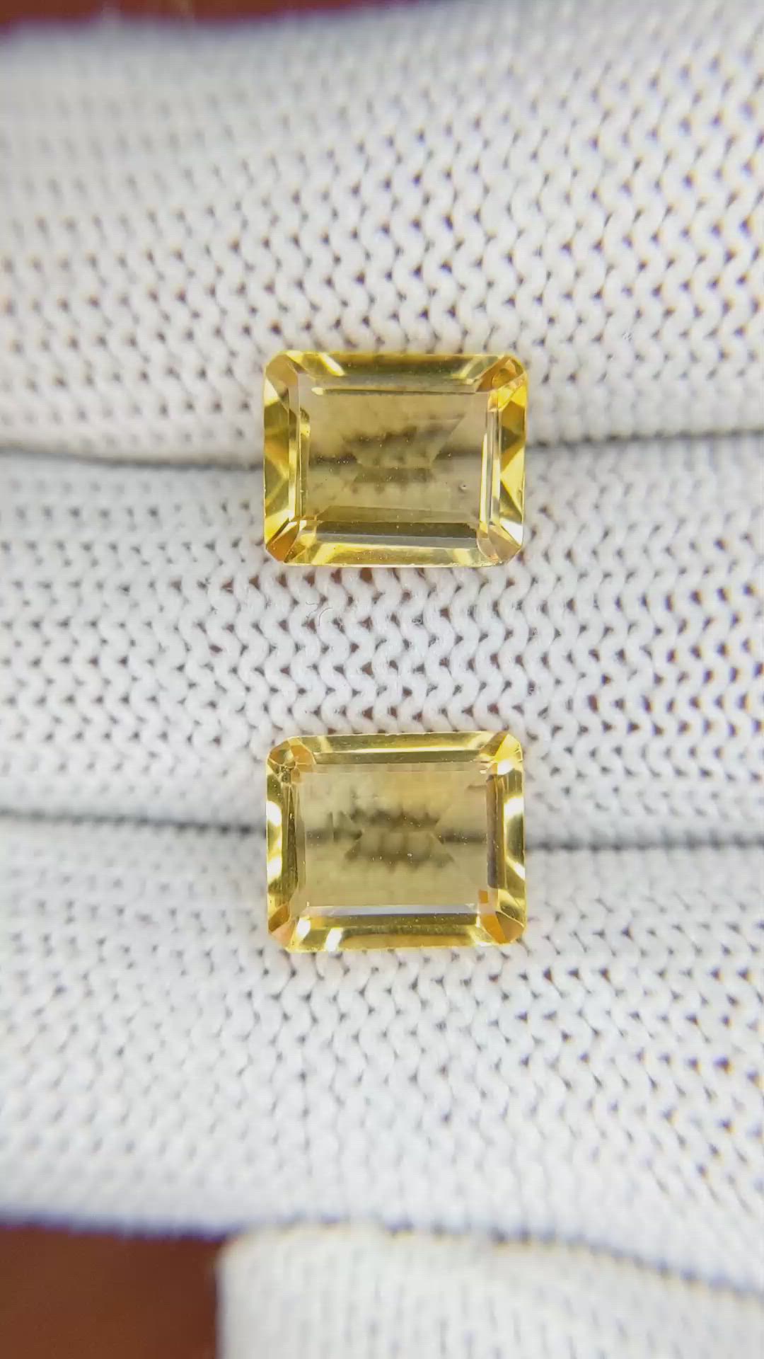 5.22&nbsp;Ct.Tw.Total Carat Weight Yellow Citrine Pair from Brazil Size Video
