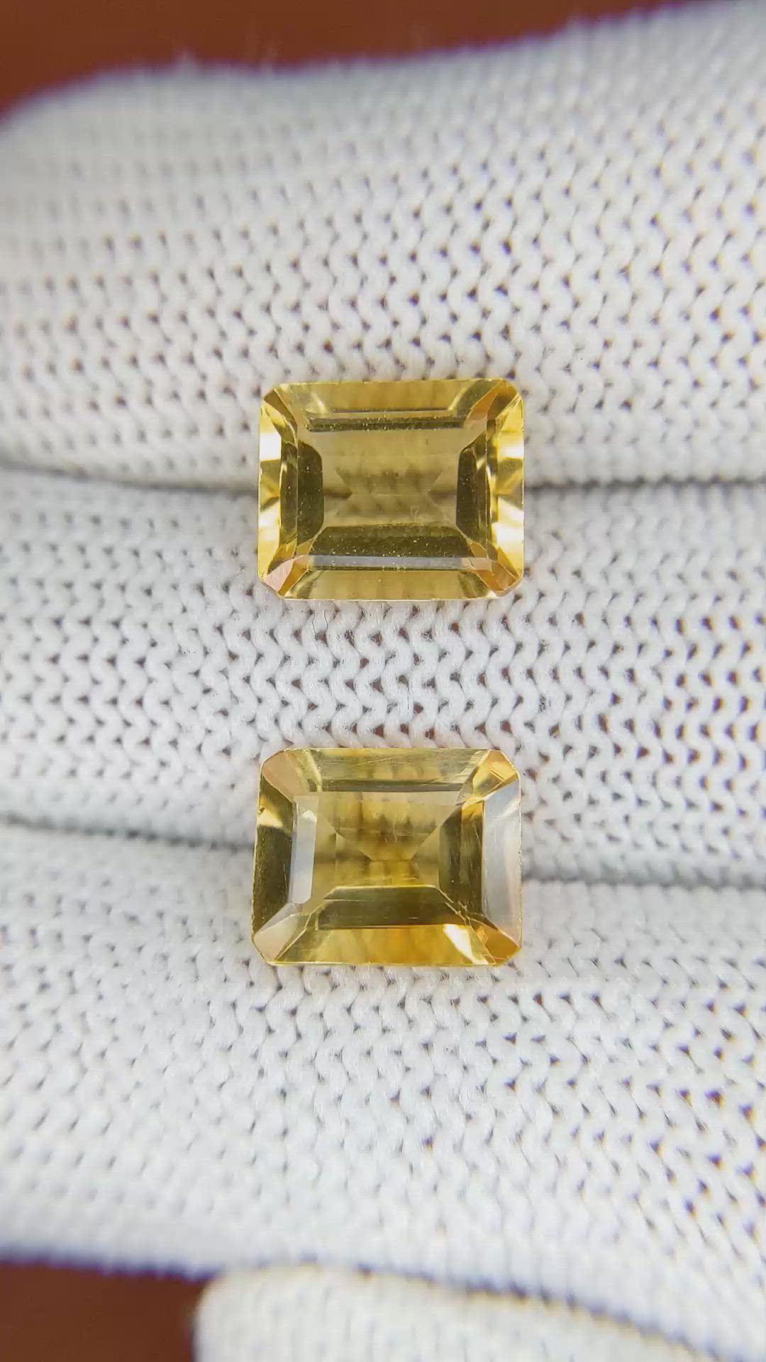 5.26 Ct.Tw.Total Carat Weight Citrine Pair from Brazil Size Video