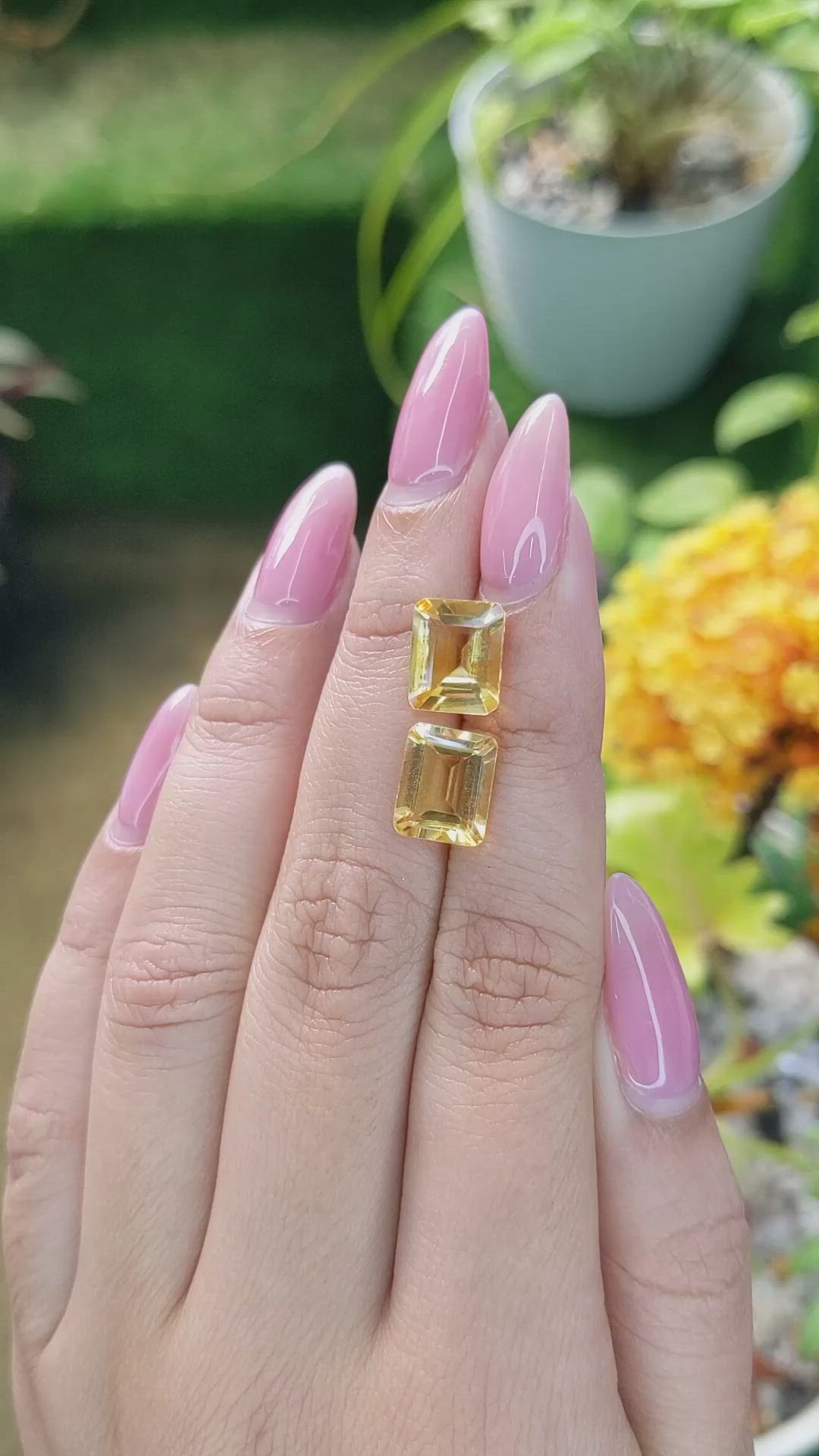 5.26&nbsp;Ct.Tw.Total Carat Weight Citrine Pair from Brazil Size Video