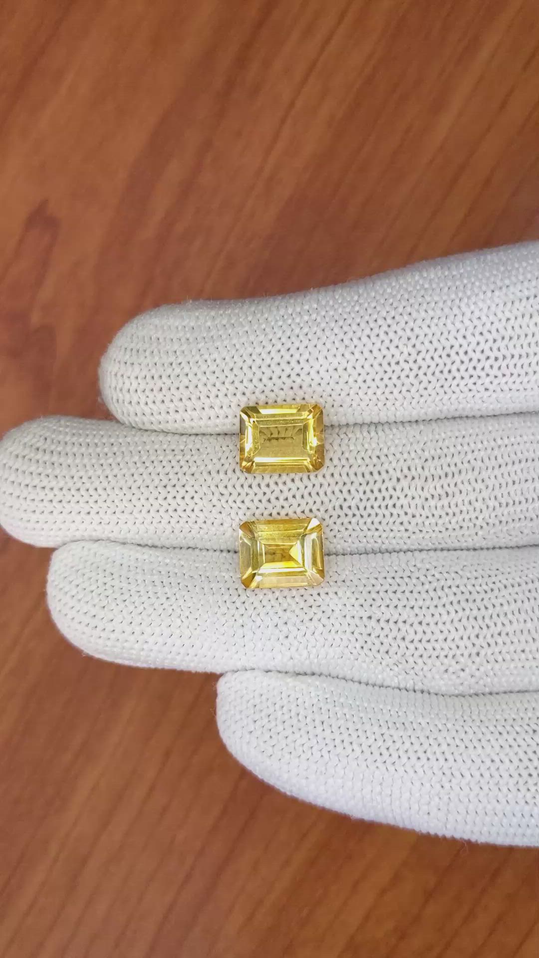 5.26 Ct.Tw.Total Carat Weight Citrine Pair from Brazil Size Video