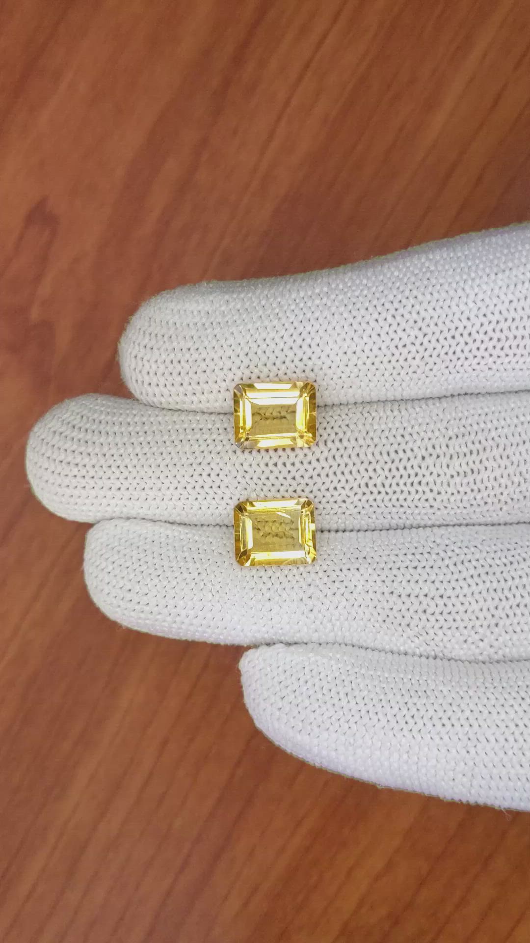 5.75 Ct.Tw.Total Carat Weight Citrine Pair from Brazil Size Video