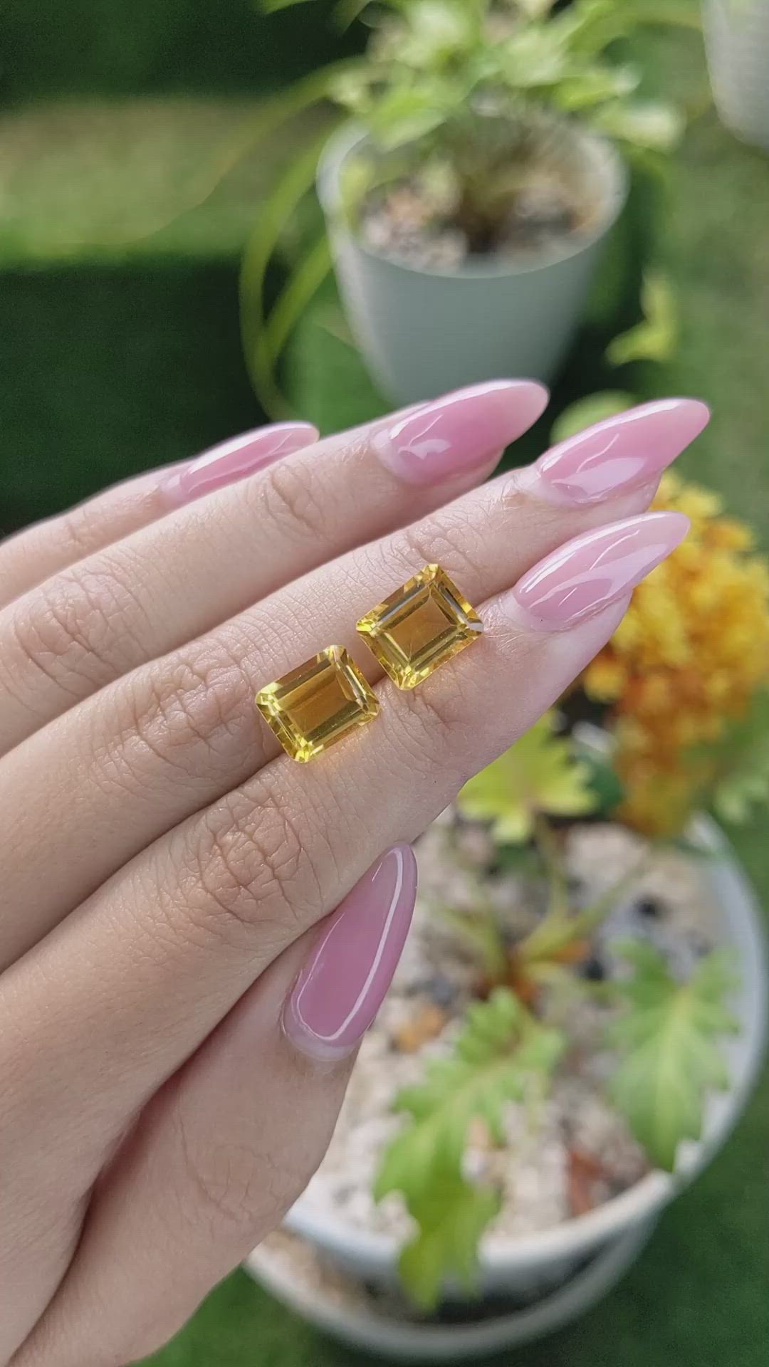6.94 Ct.Tw.Total Carat Weight Citrine Pair from Brazil Size Video