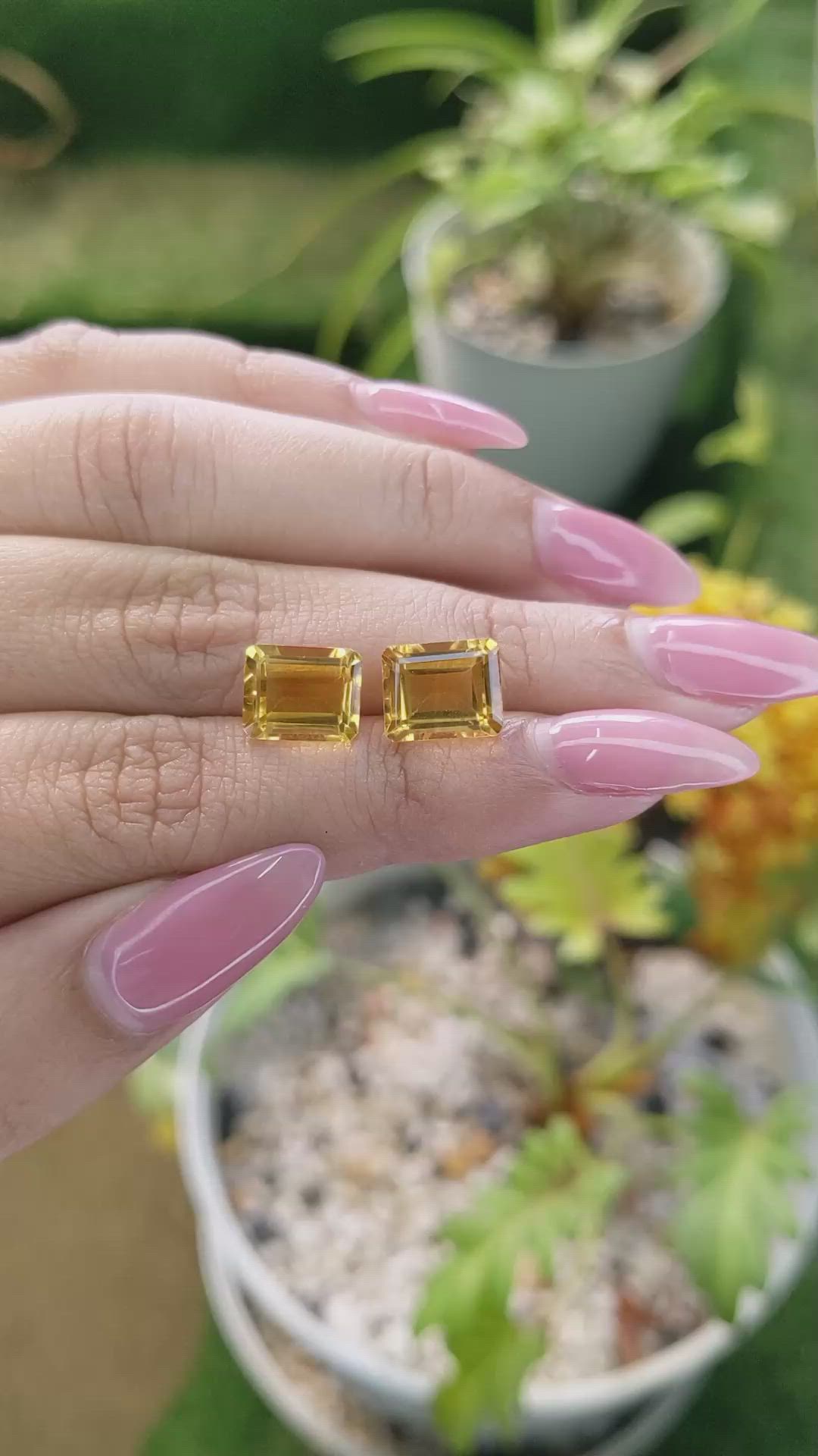 6.94 Ct.Tw.Total Carat Weight Citrine Pair from Brazil Size Video